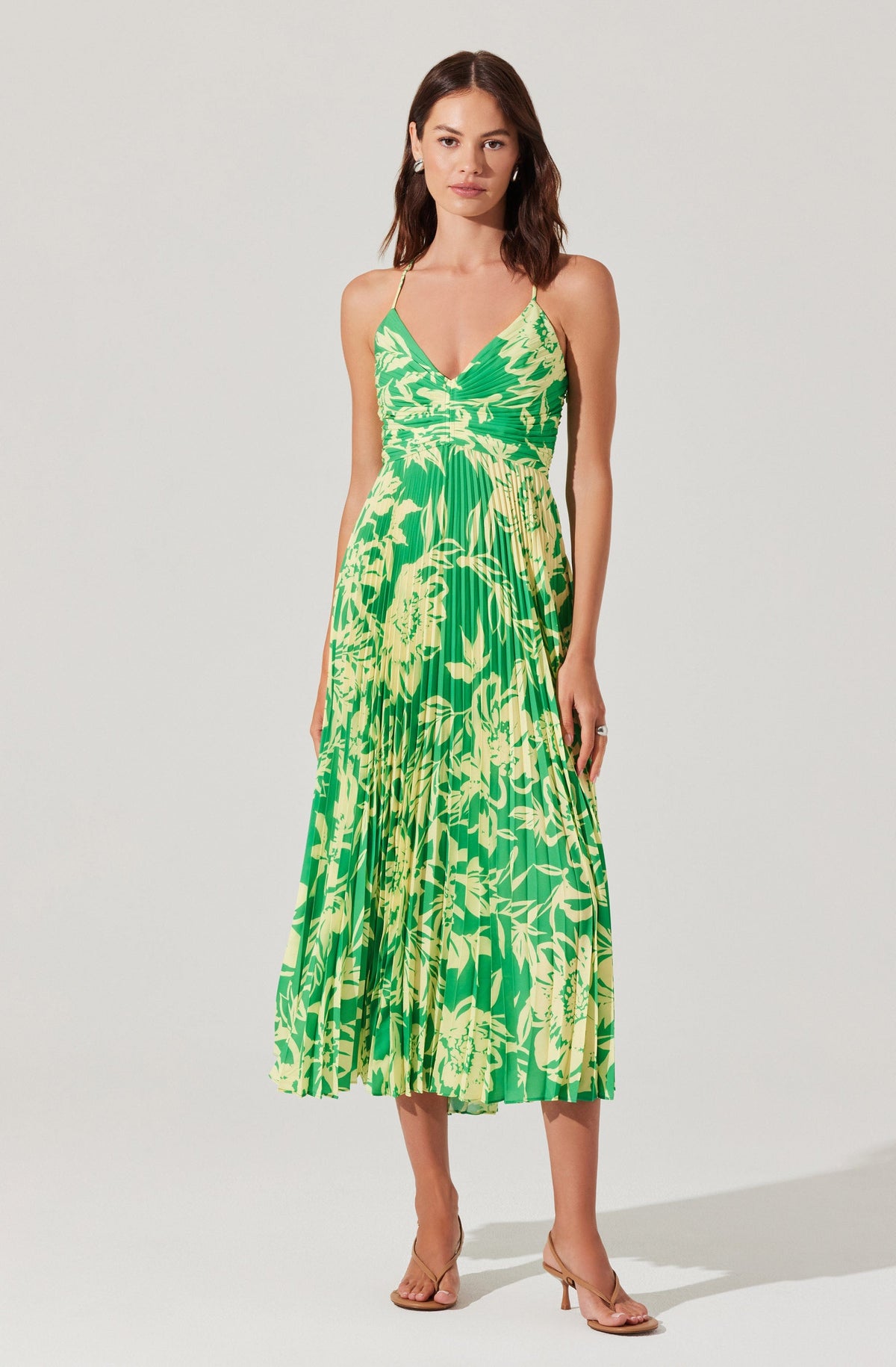 Blythe Floral Plisse Midi Dress