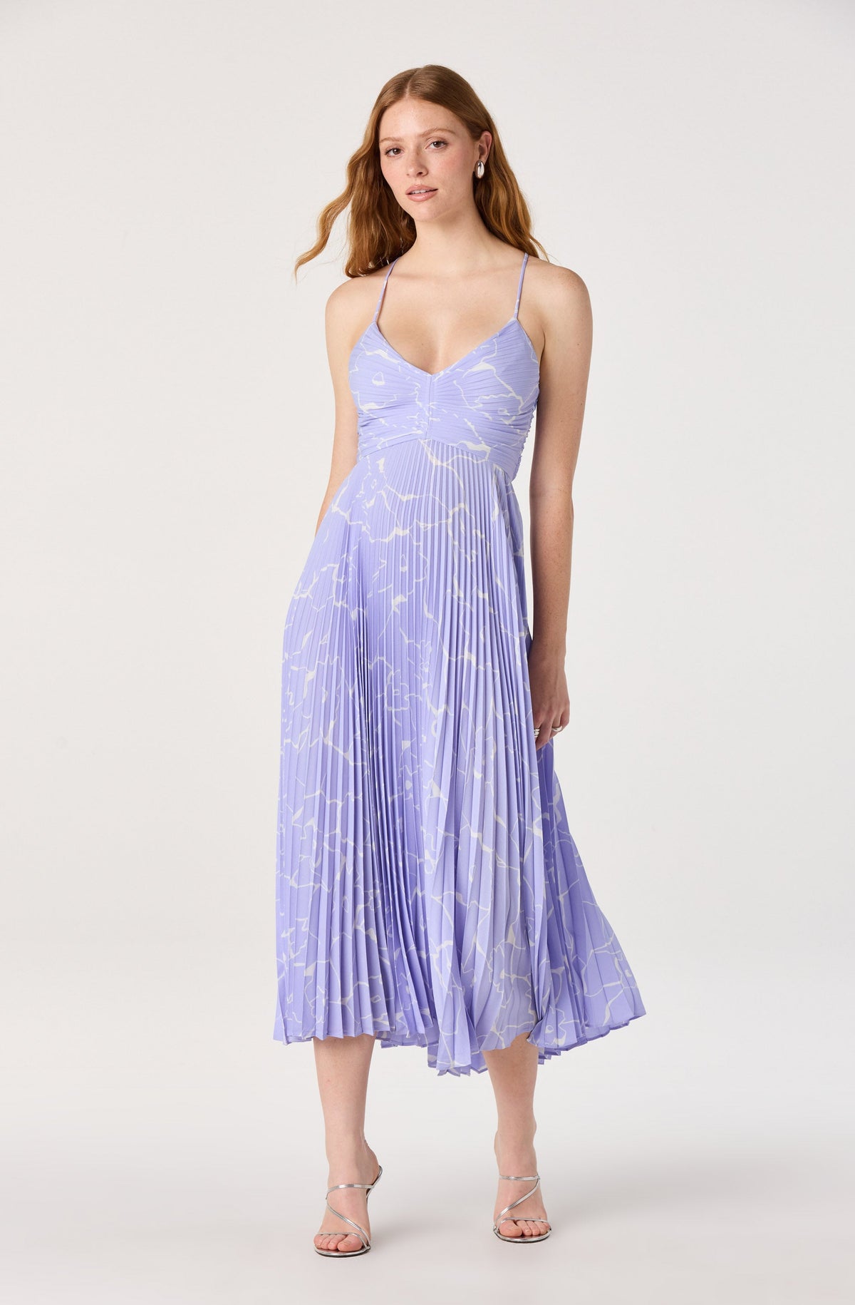 Blythe Floral Plisse Midi Dress- Merge Resort