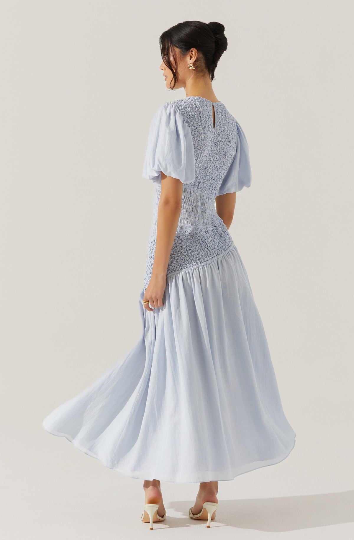 Theoni Smocked Asymmetric Dress