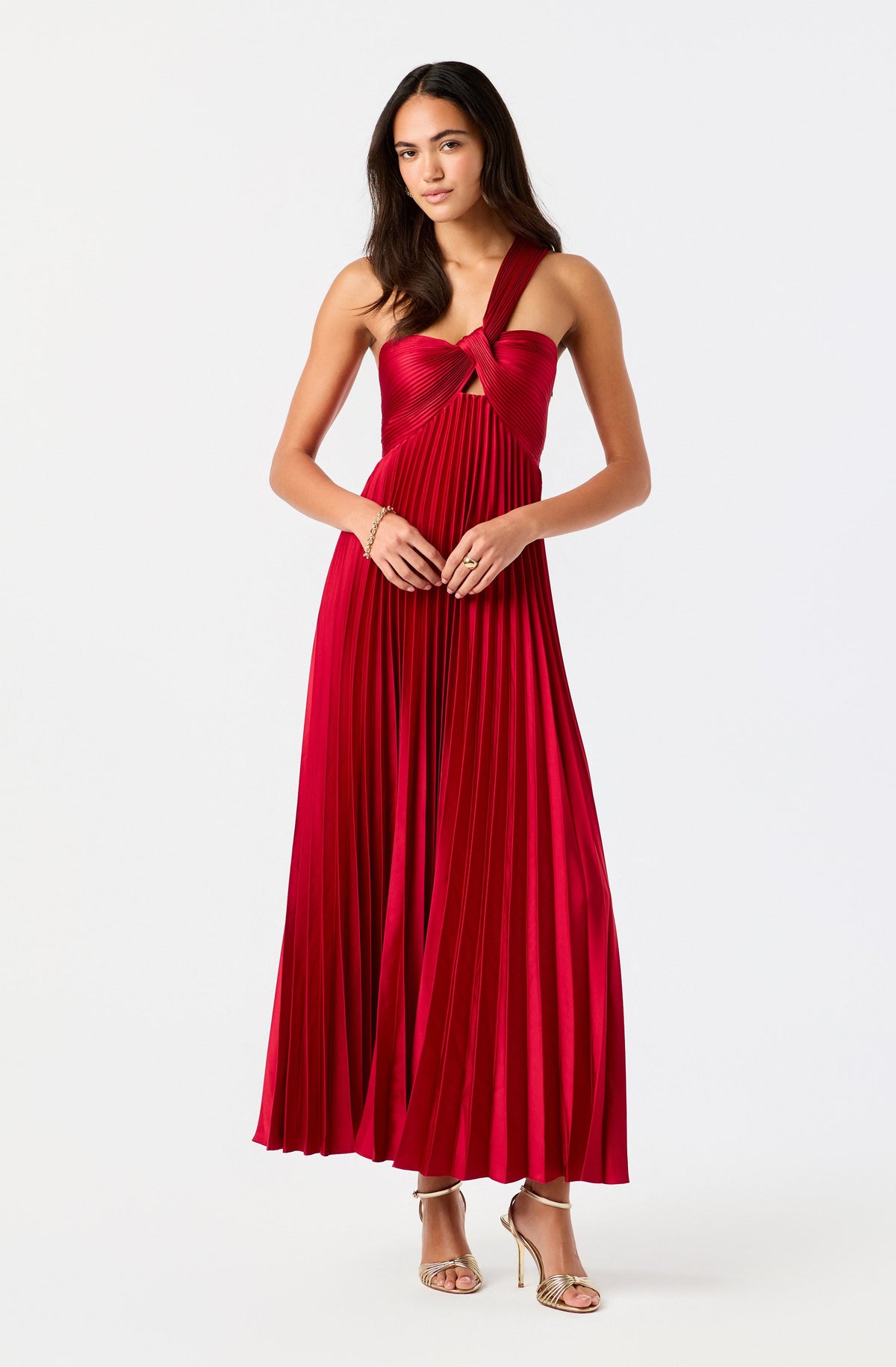 Rasya One-Shoulder Pleated Maxi Dress