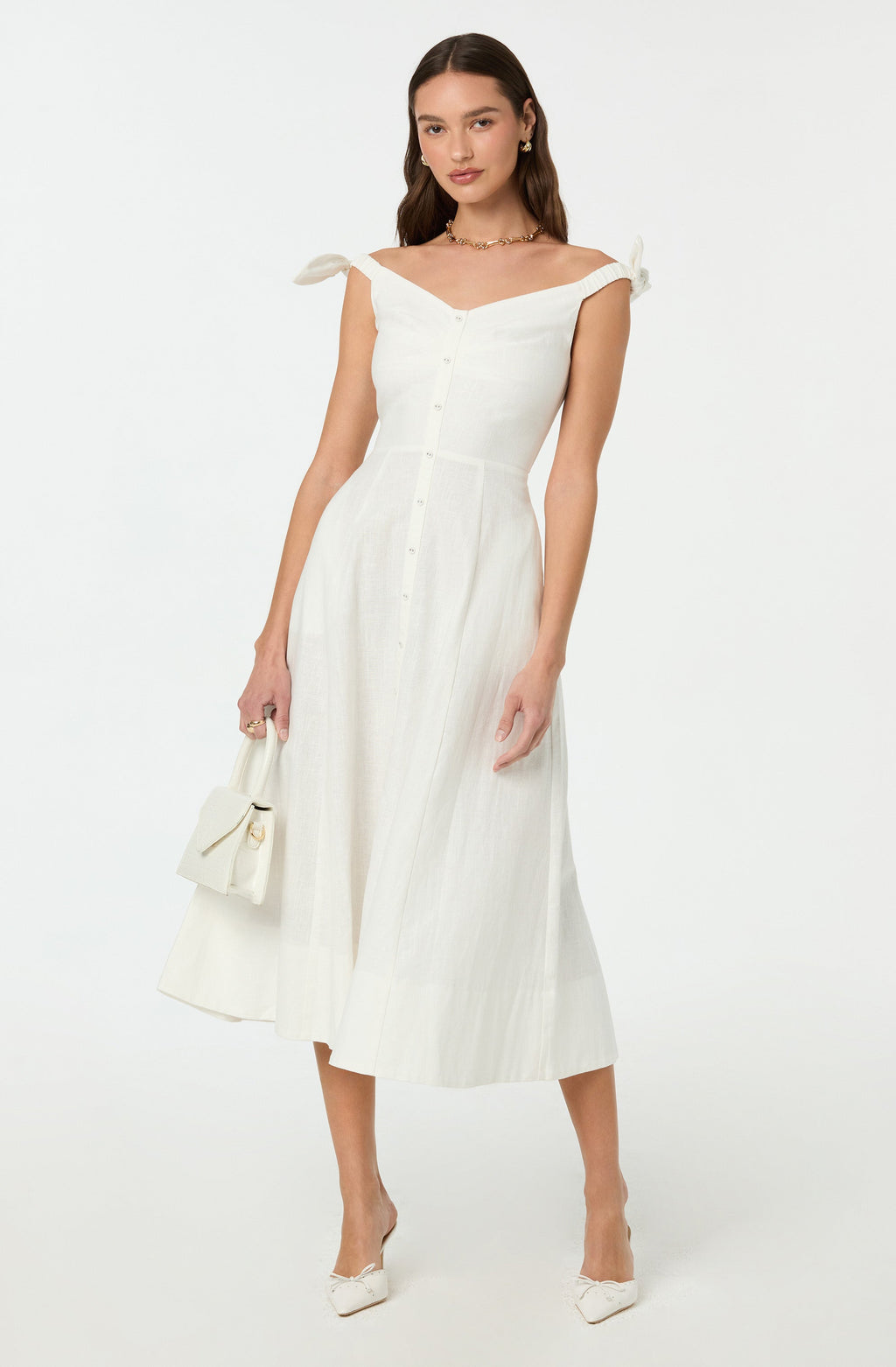 Charelin Linen Off Shoulder Dress