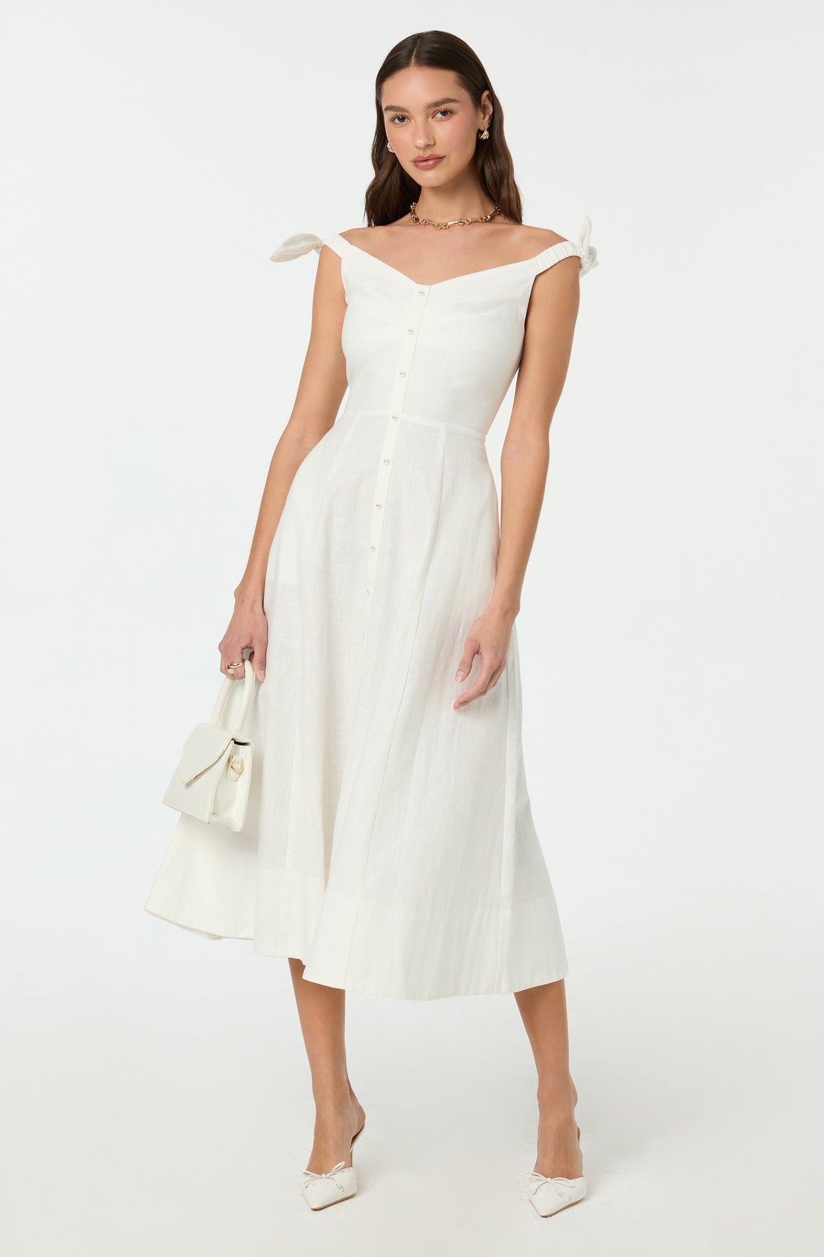 Charelin Linen Off Shoulder Dress