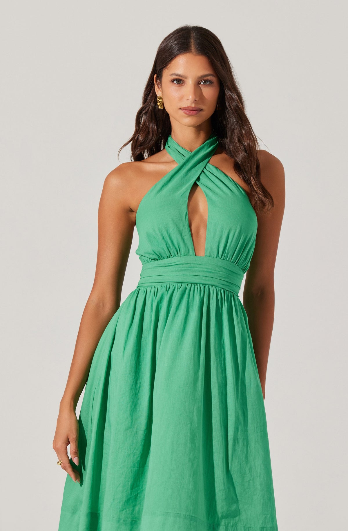 Kalia Crossover Halter Mini Dress