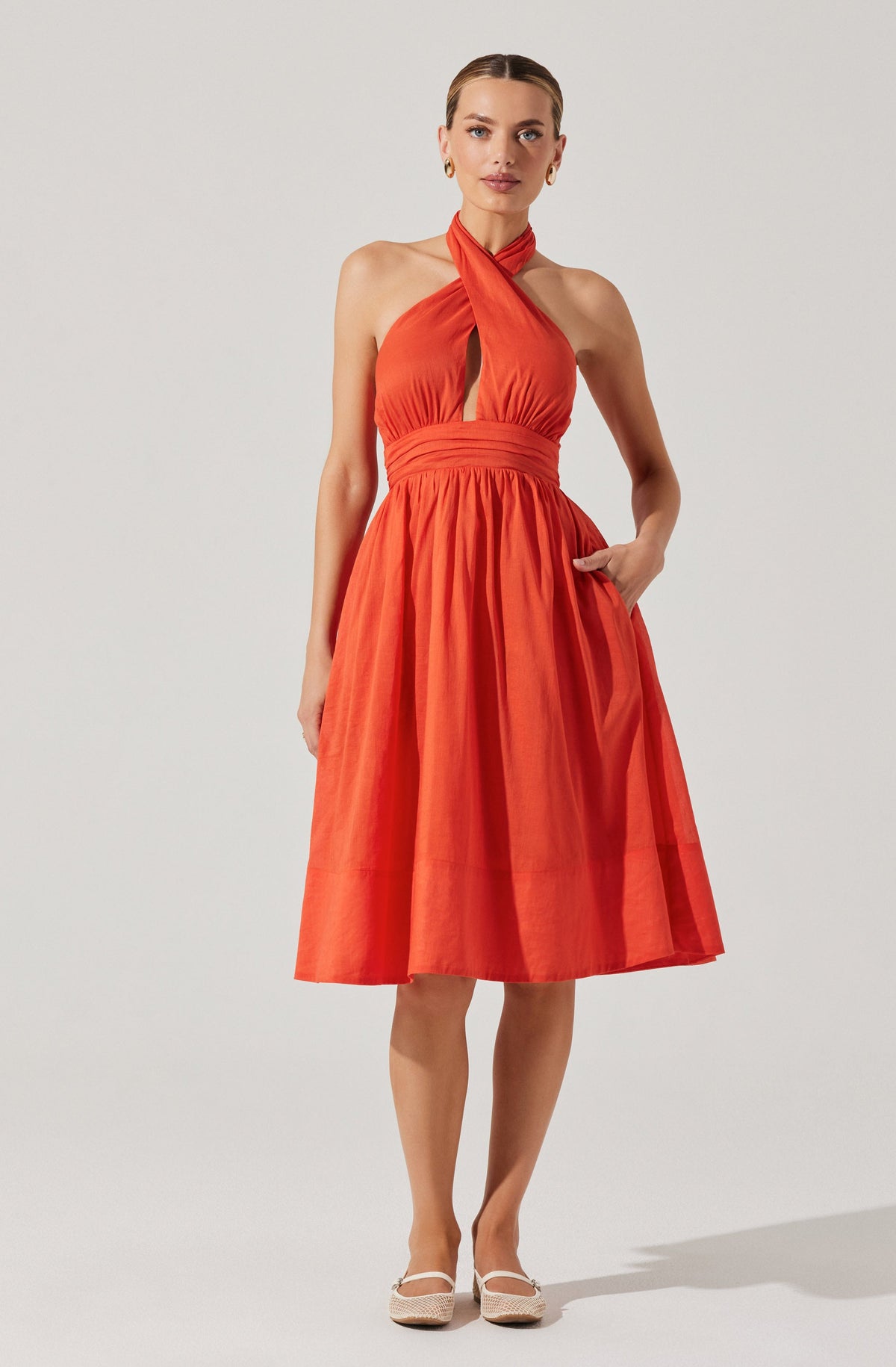 Kalia Crossover Halter Mini Dress