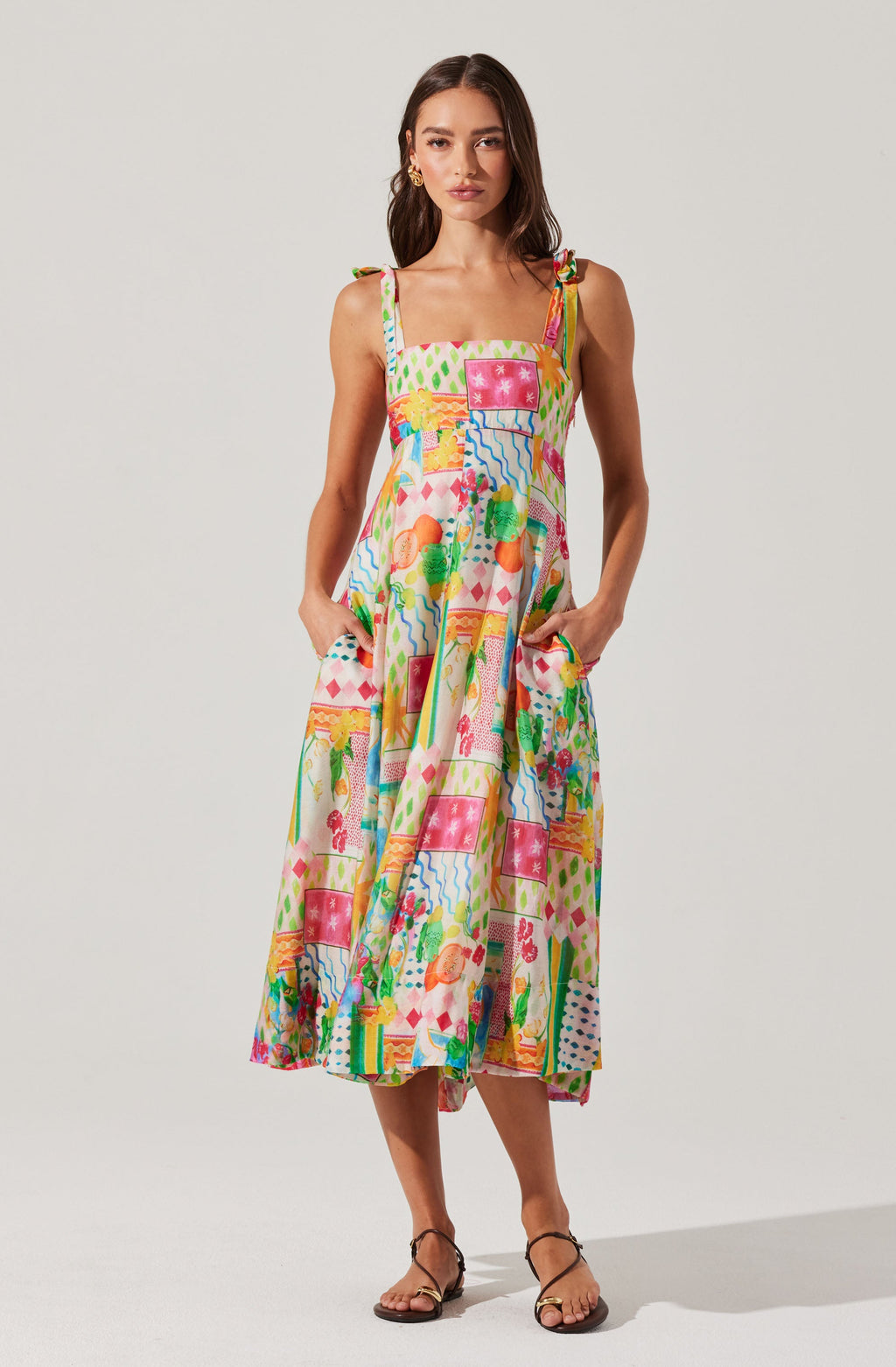Shiann Patchwork Print Midi Dress