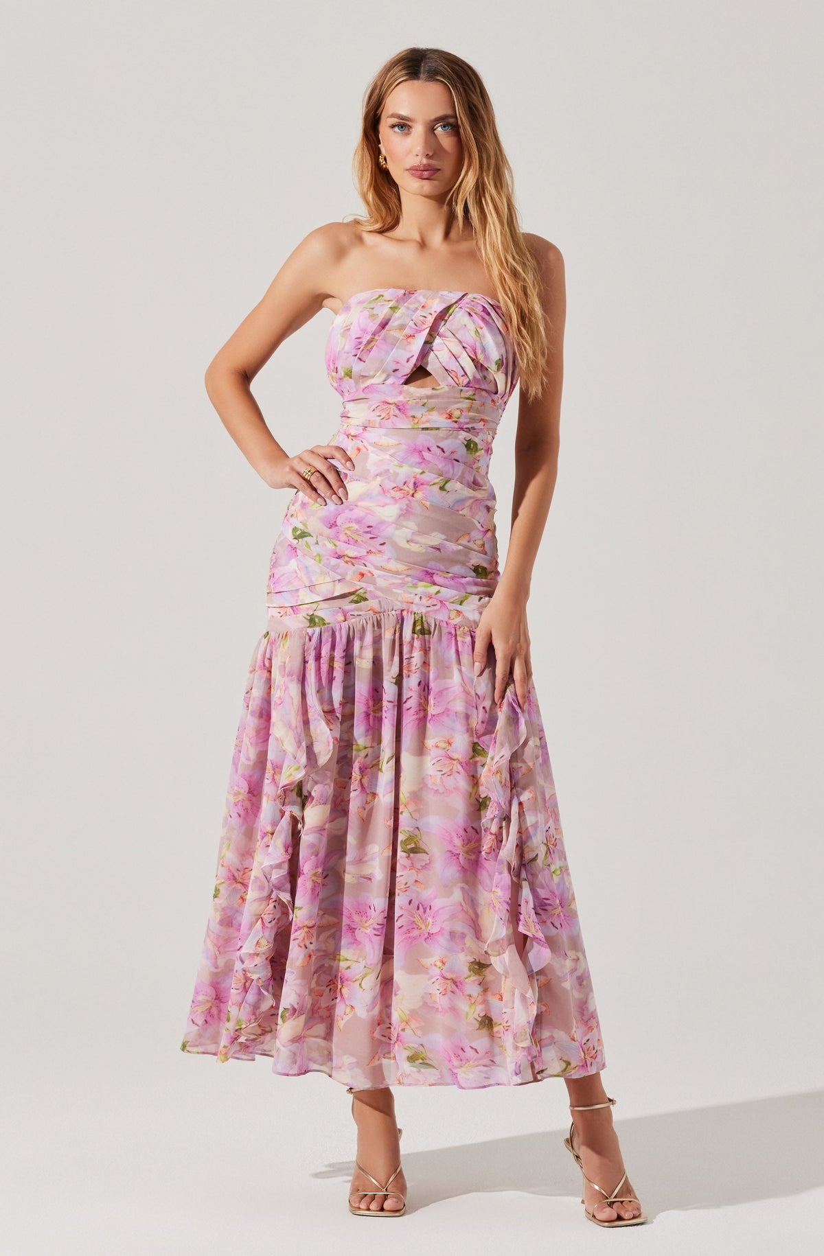 Estefany Strapless Pleated Maxi Dress