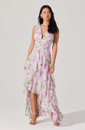 Cytherea Asymmetric Ruffle Midi Dress