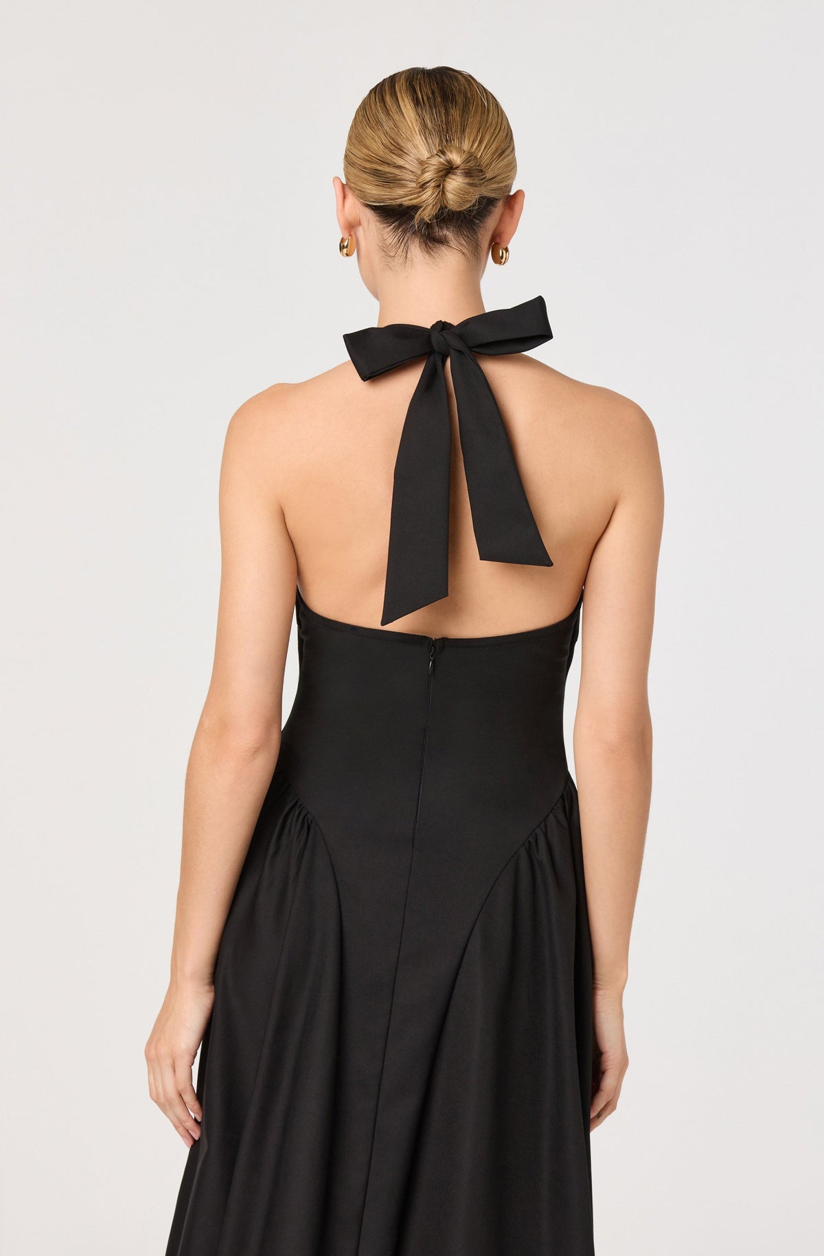 Meana Halter Plunge Drop-Waist Midi Dress