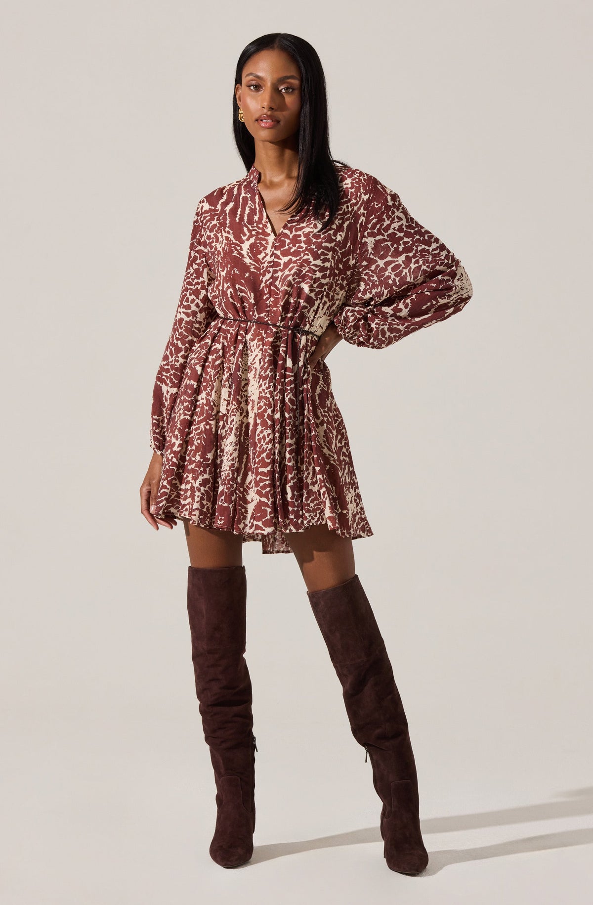 Marisela Belted V-Neck Mini Dress