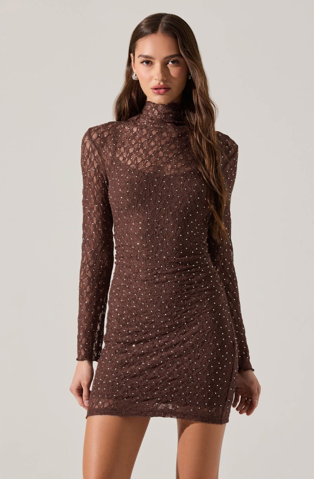 Kourtney Rhinestone Lace Mini Dress