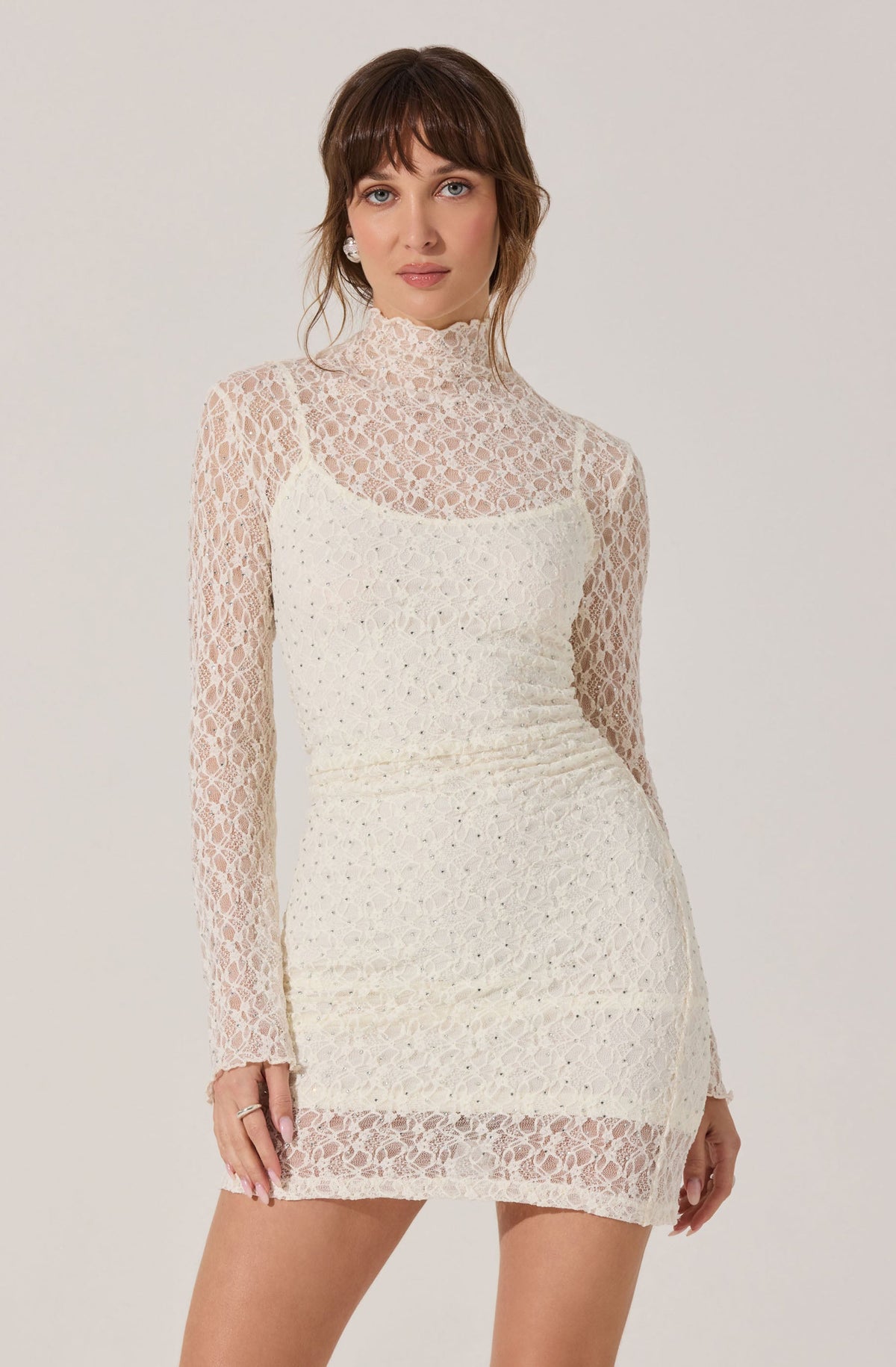 Kourtney Rhinestone Lace Mini Dress
