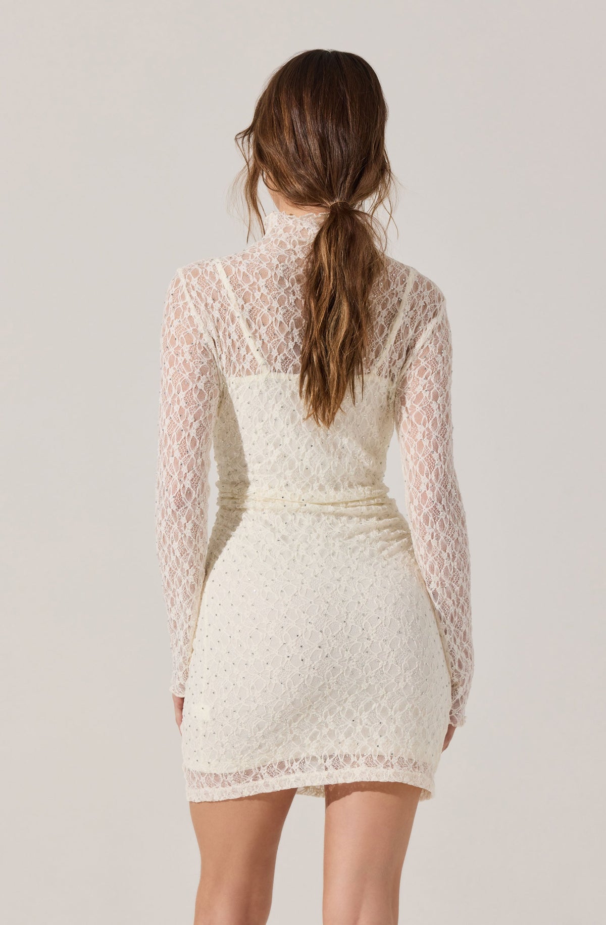 Kourtney Rhinestone Lace Mini Dress