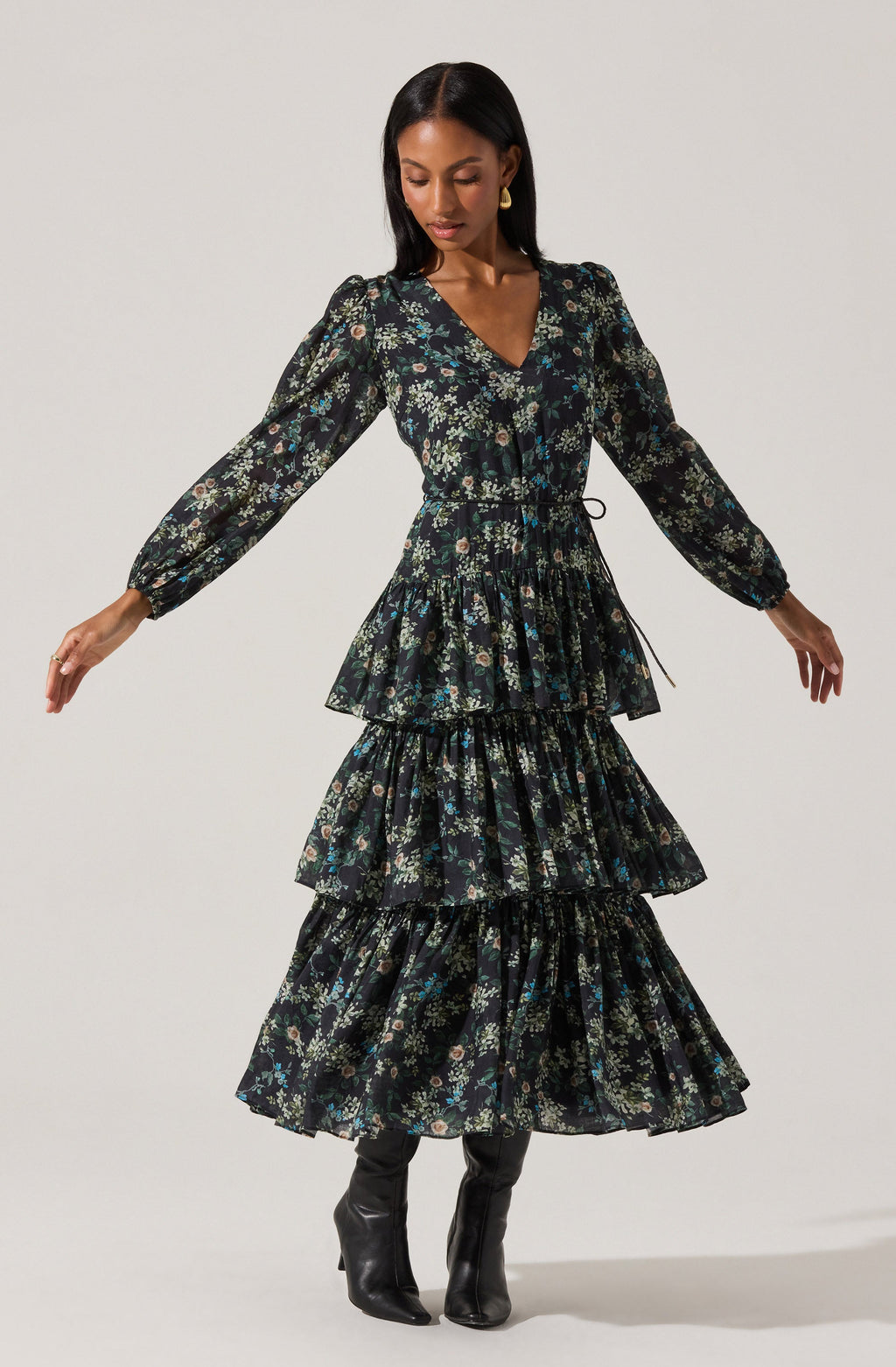 Franchesca Tiered Ruffle Floral Maxi Dress