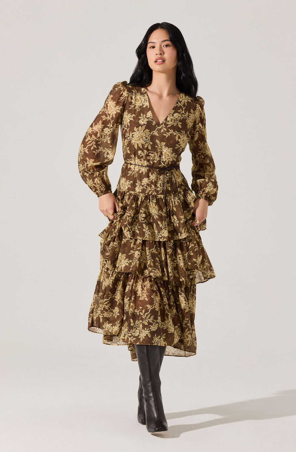 Franchesca Tiered Ruffle Floral Maxi Dress