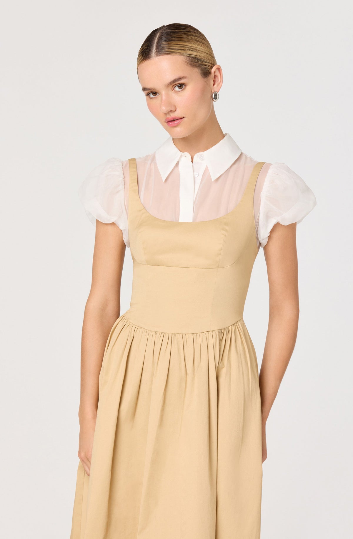 Carrington Mixed Media Layered Midi Dress