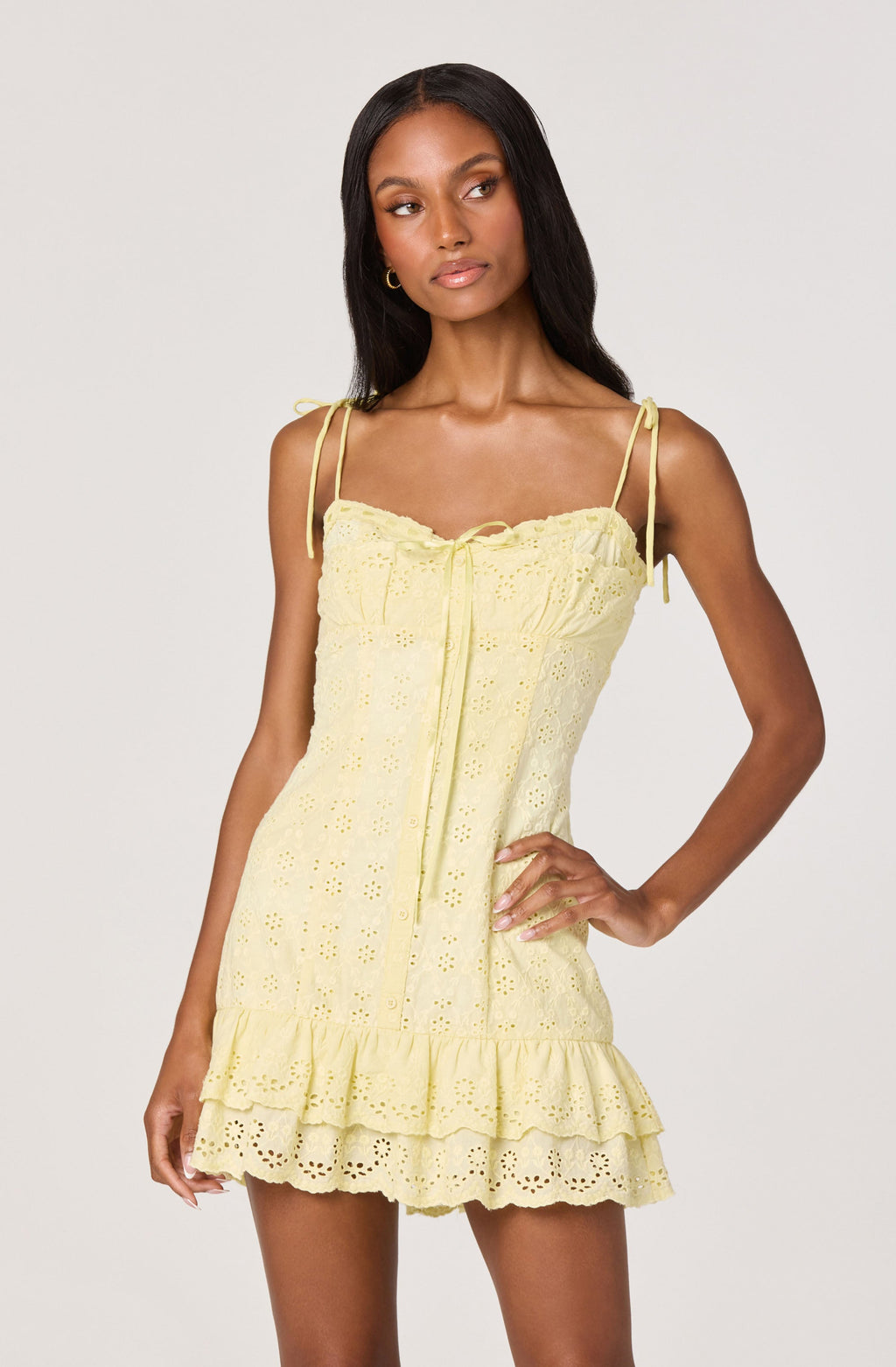 Kelley Eyelet Tie-Strap Mini Dress