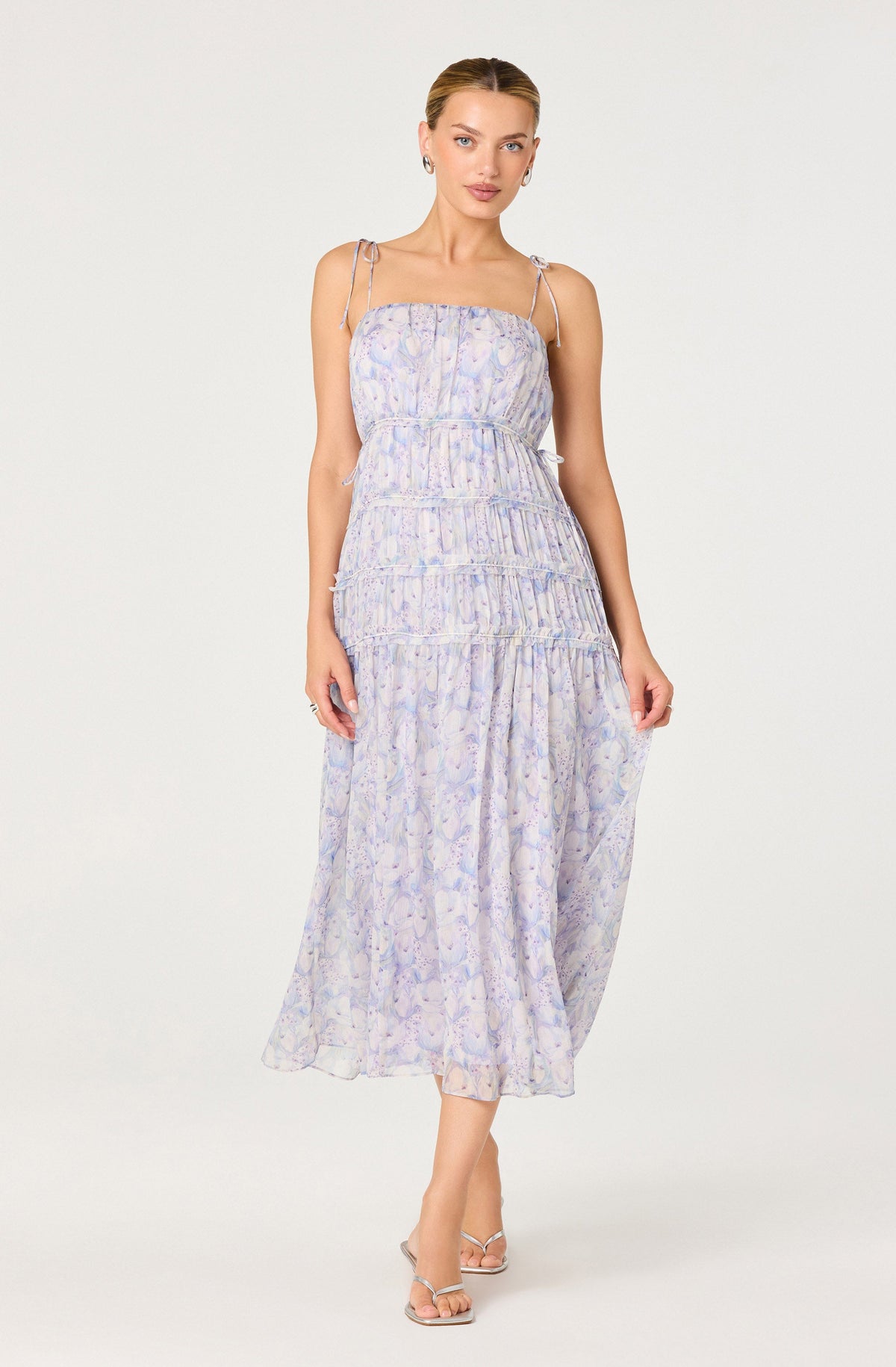 Keyleth Floral Tiered Bow Midi Dress