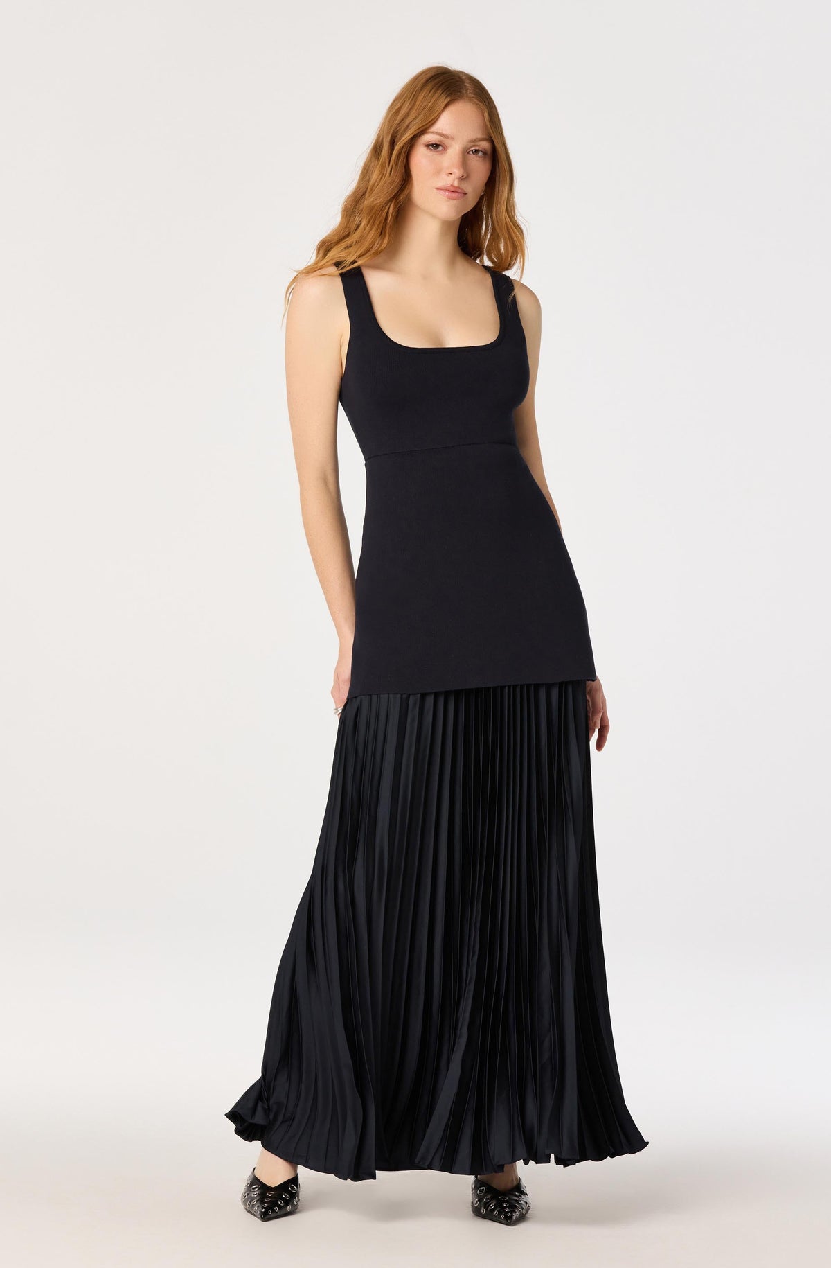 Adison Drop Waist Pleated Maxi Dress