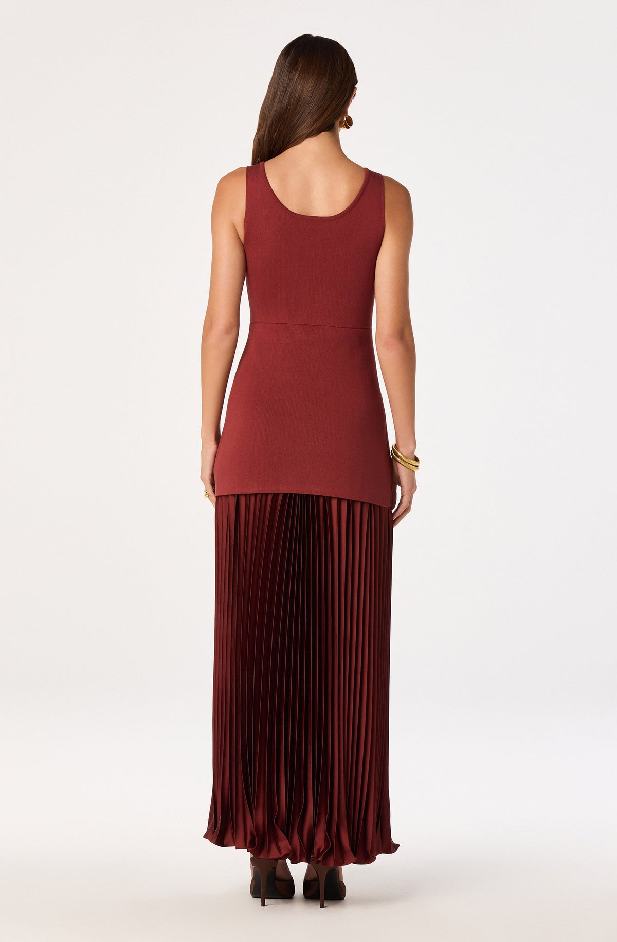 Adison Drop Waist Pleated Maxi Dress