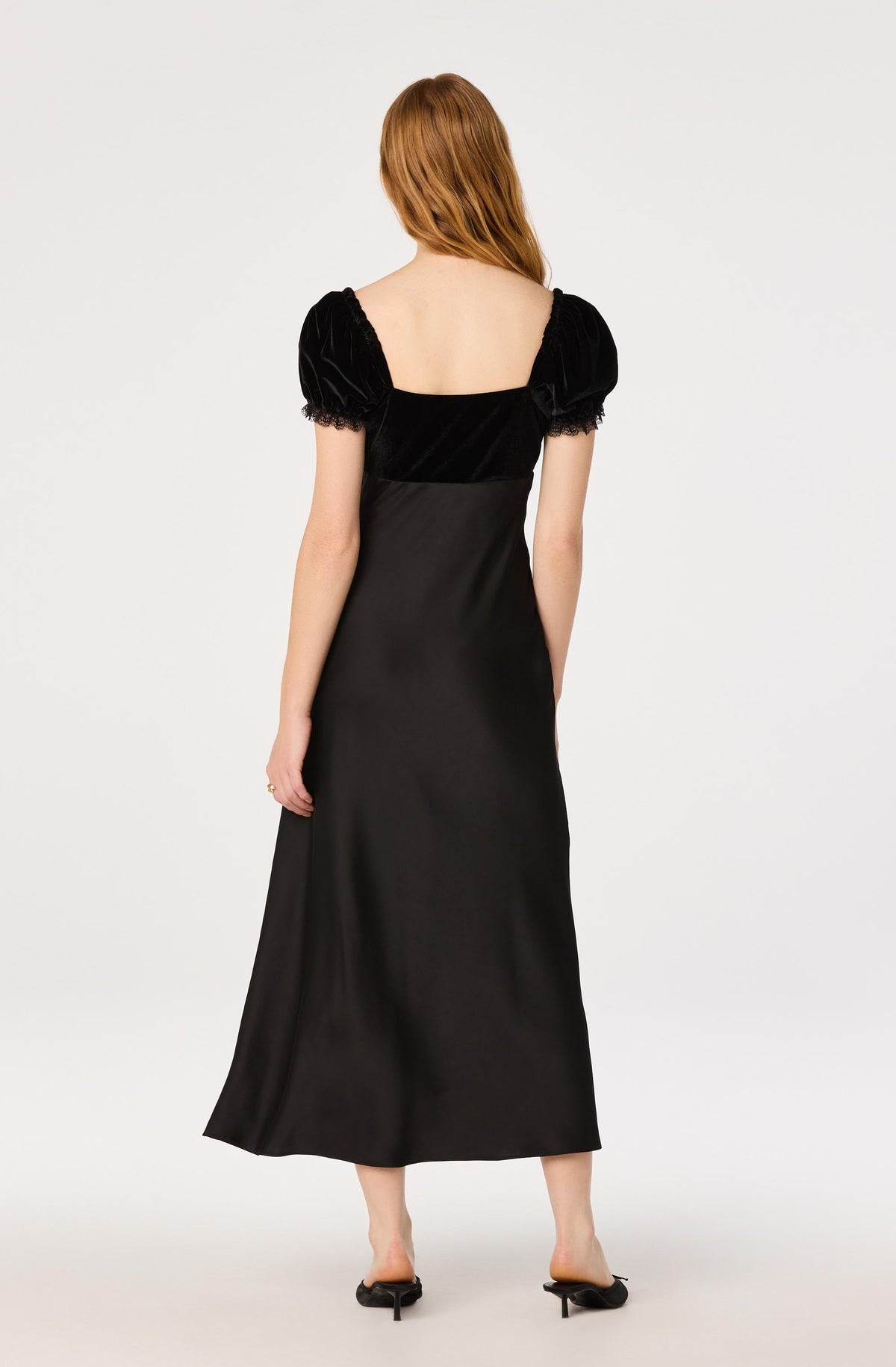 Taryn Velvet Puff Sleeve Midi Dress