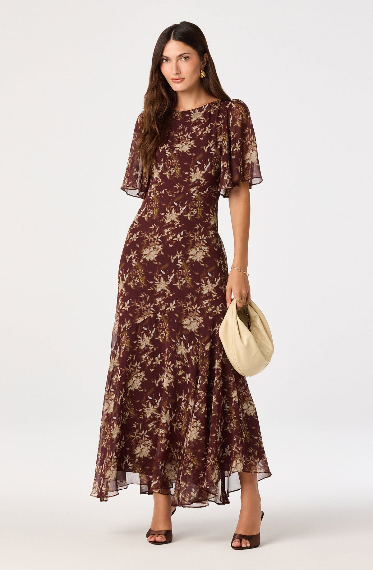 Aria Floral Butterfly Sleeve Maxi Dress