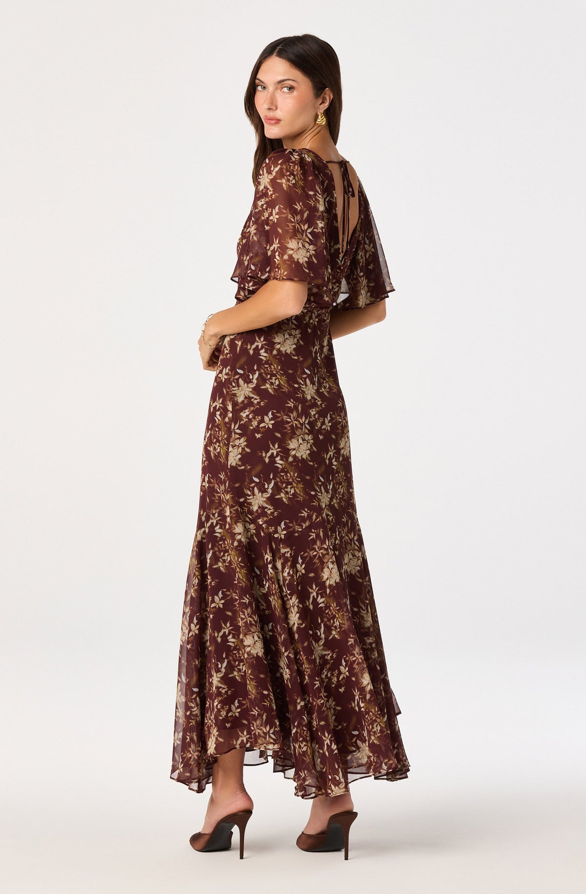 Aria Floral Butterfly Sleeve Maxi Dress