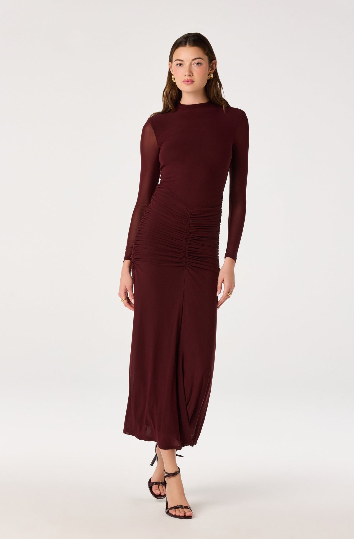 Romy Mock Neck Mesh Maxi Dress