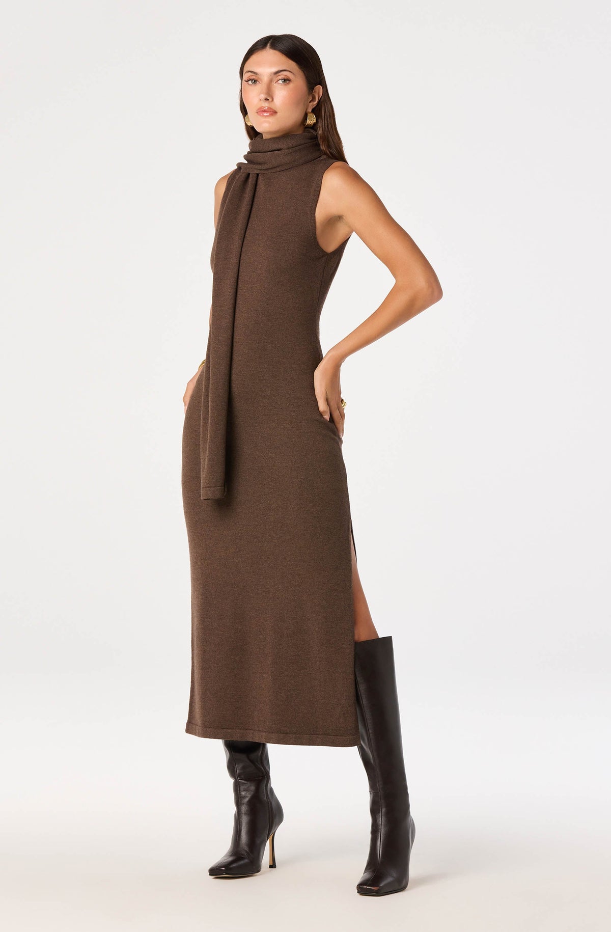 Shyanne Turtleneck Scarf Sweater Dress