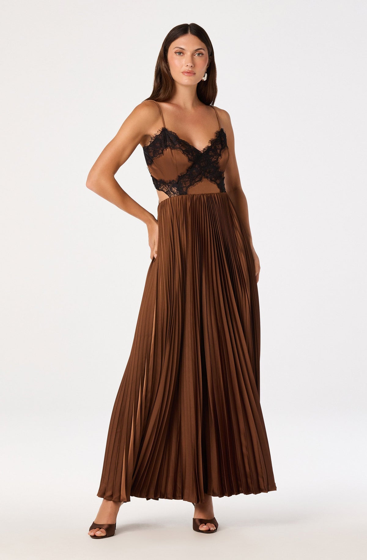 Andy Lace Trim Pleated Maxi Dress