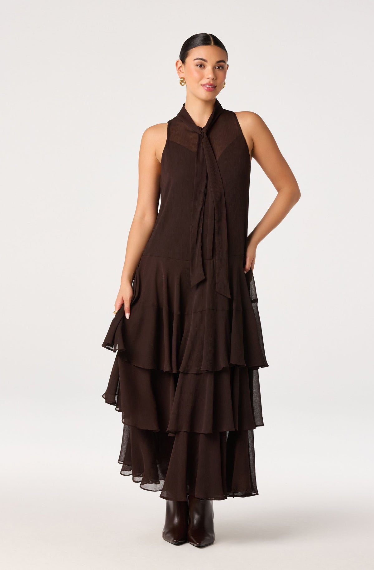 Katheryn Tie Neck Maxi Dress