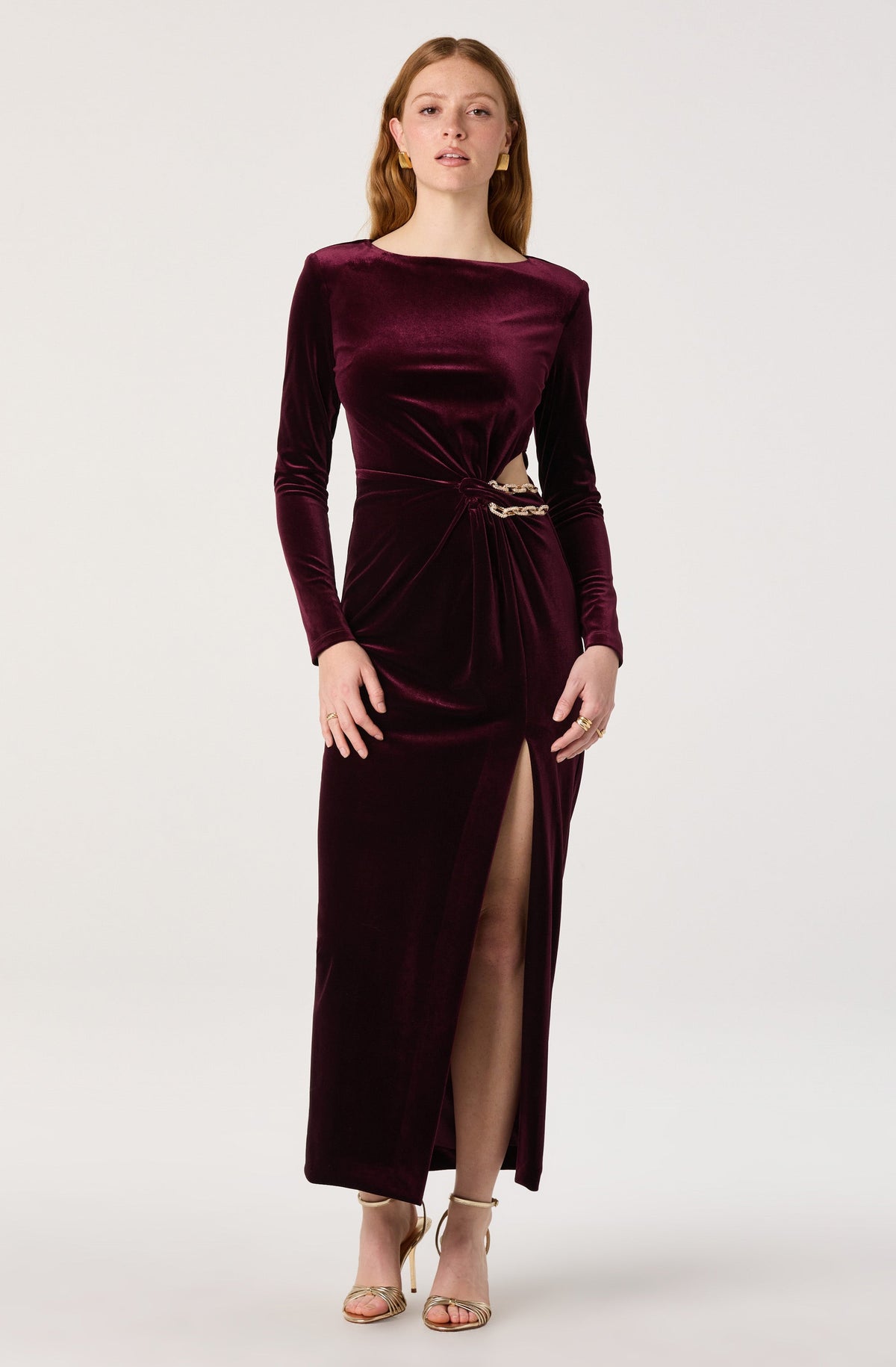 Berlinda Chain Cutout Velvet Maxi Dress