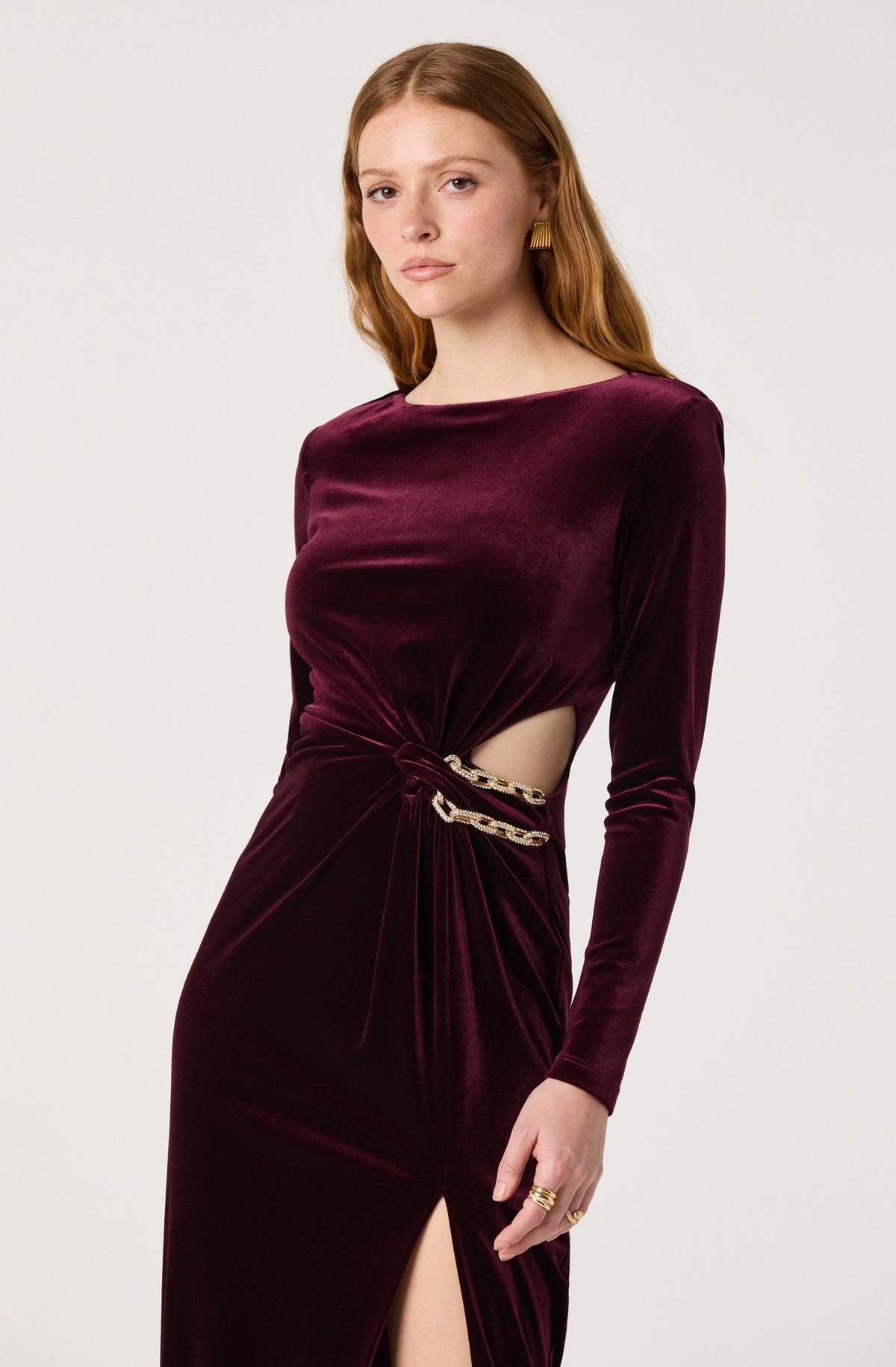 Berlinda Chain Cutout Velvet Maxi Dress