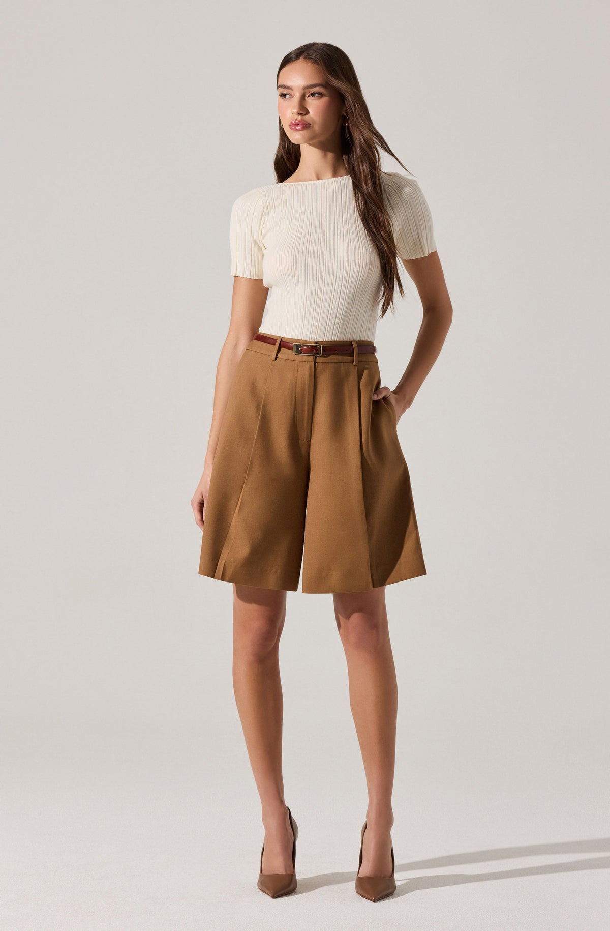 Quillie Pleated Tailored Bermuda Shorts