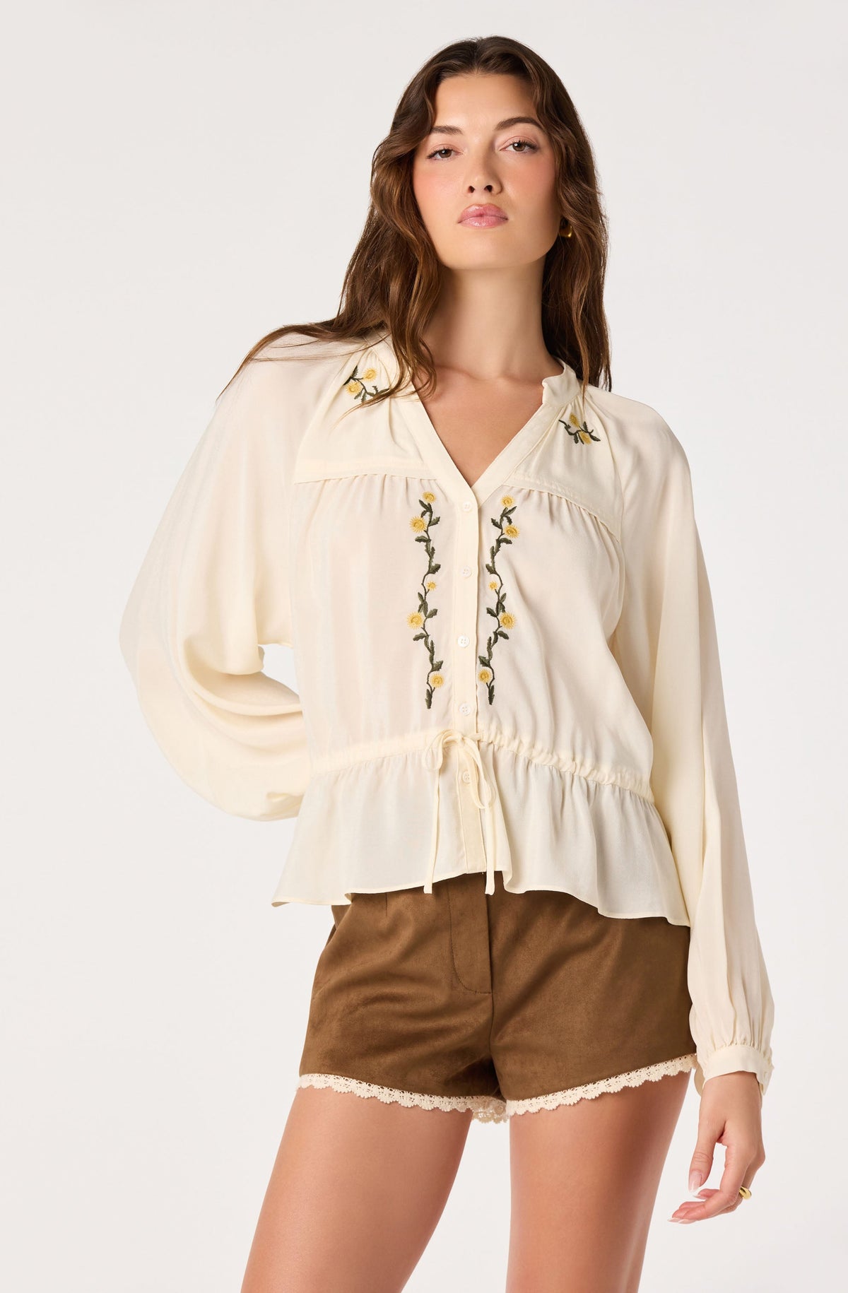 Kya Faux Suede Lace Trim Shorts