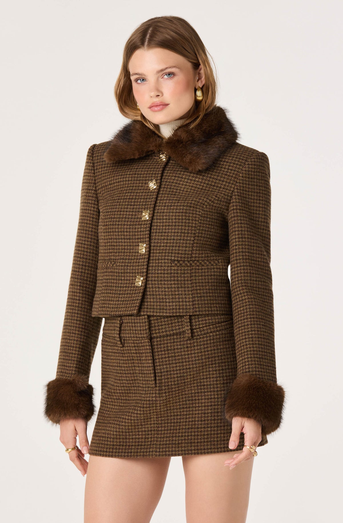 Milani Plaid Tweed Mini Skirt