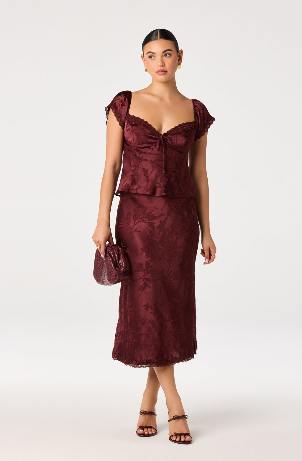 Windey Satin Midi Skirt