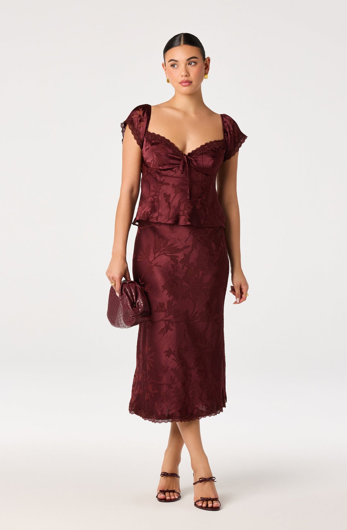 Windey Satin Midi Skirt