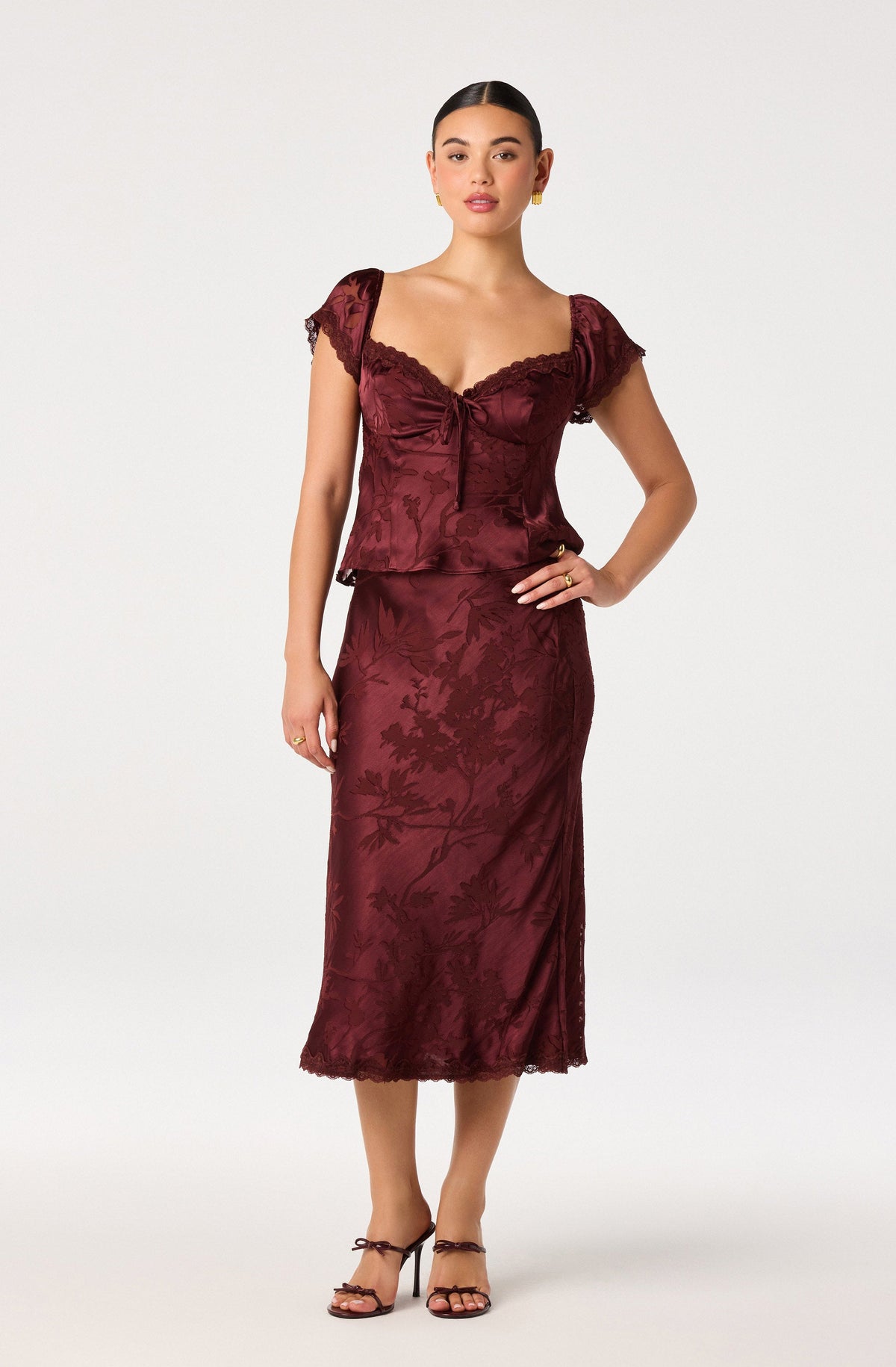Windey Satin Midi Skirt