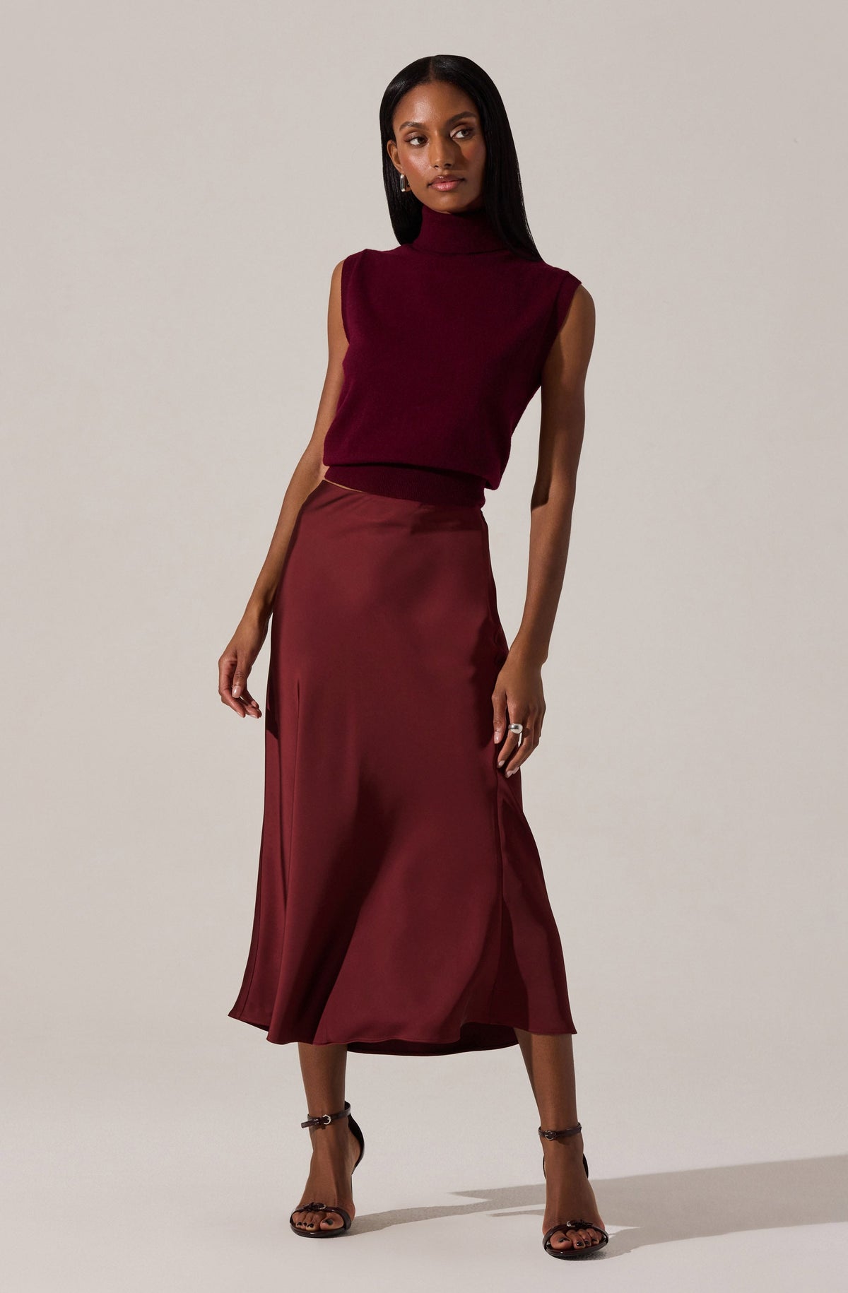 Windey Satin Midi Skirt