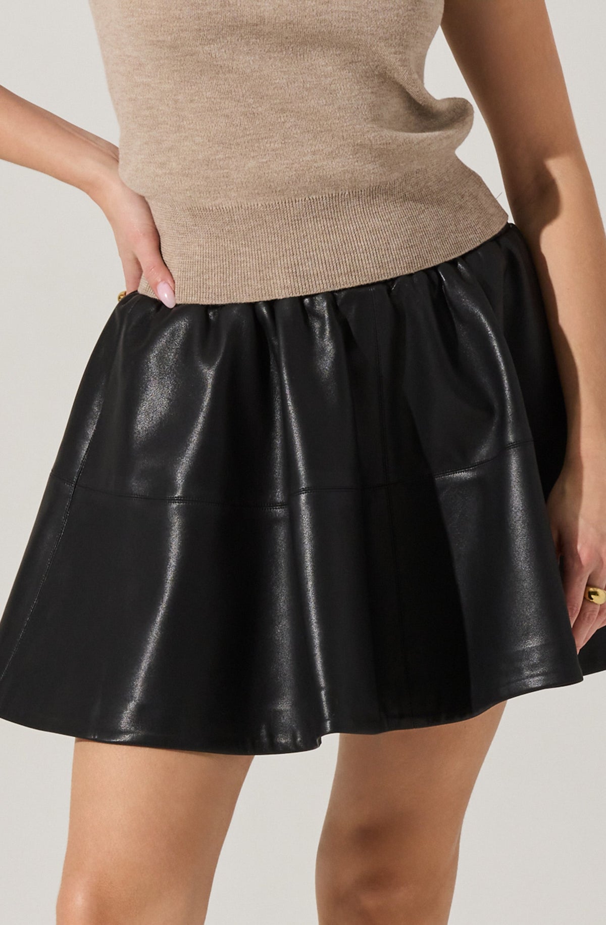 Chelsey Flared Faux Leather Skirt