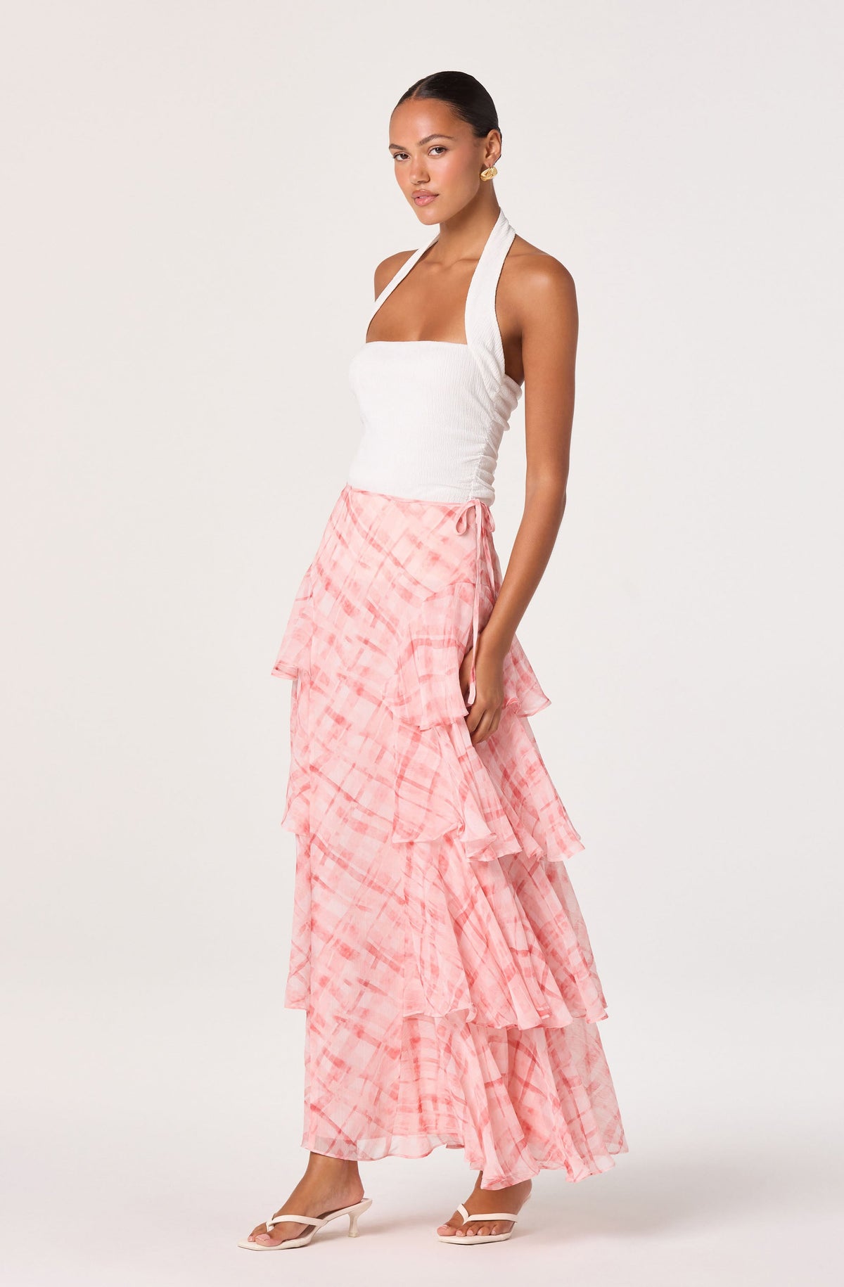Maia Plaid Tiered Maxi Skirt