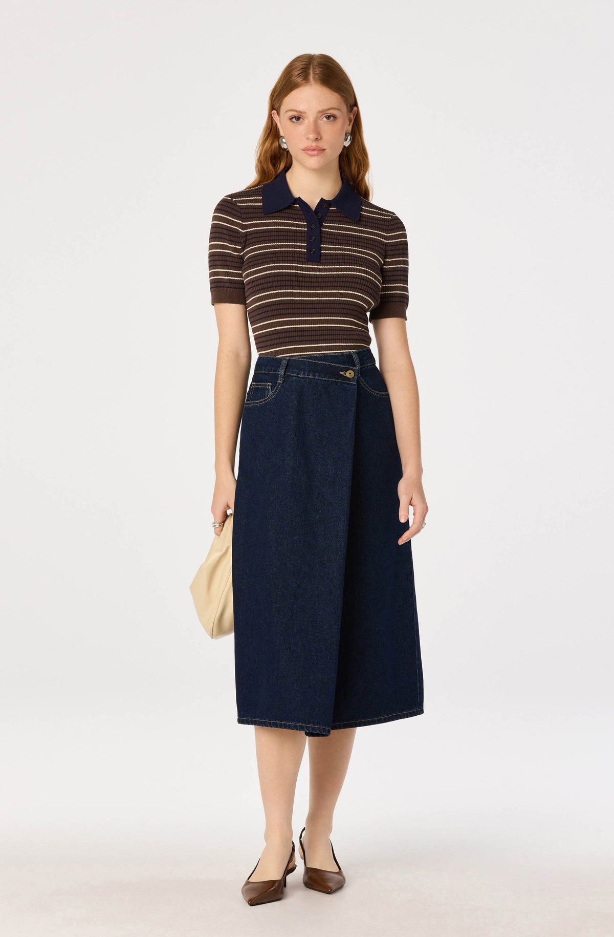 Pearl Denim Midi Skirt