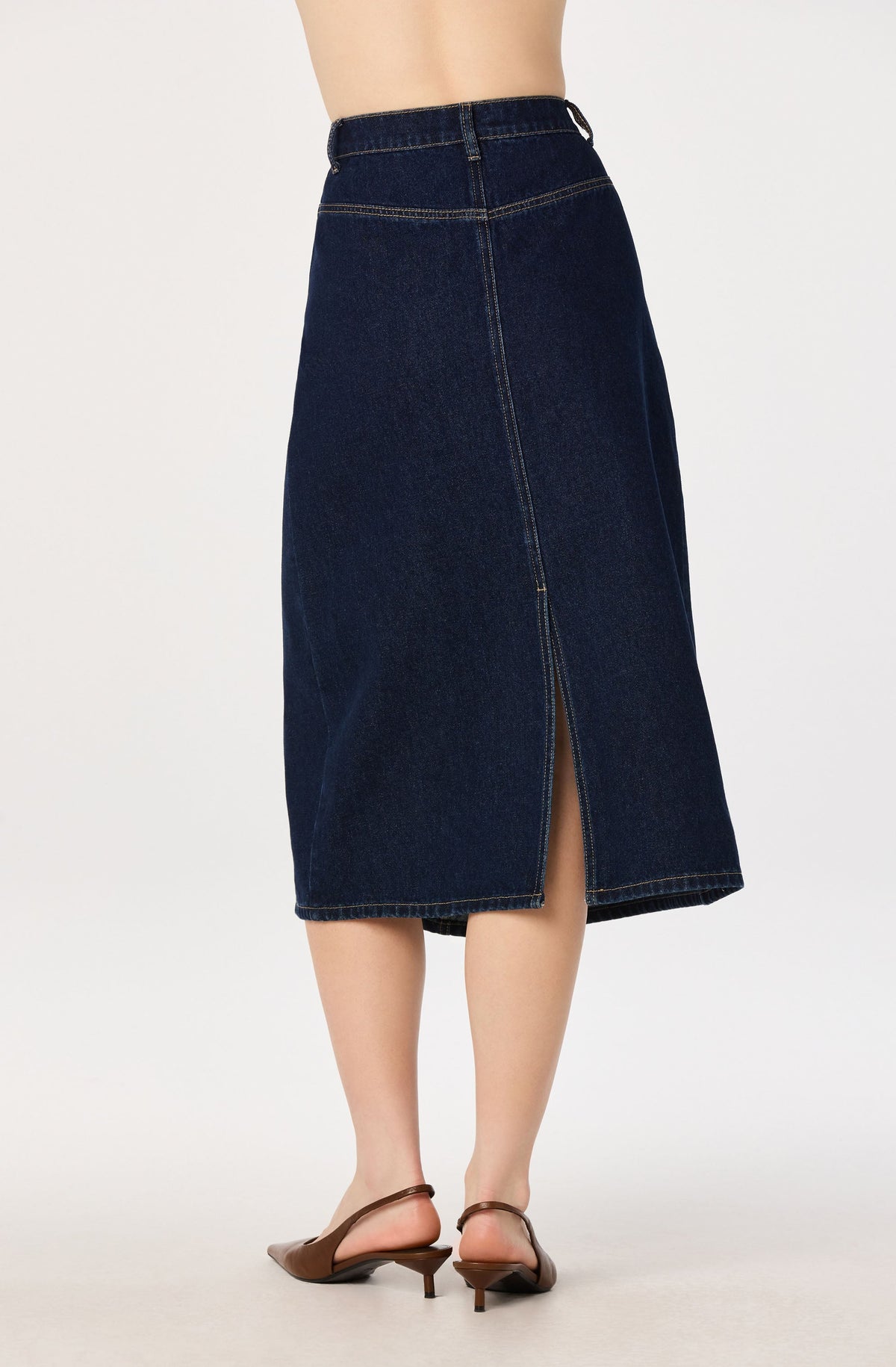 Pearl Denim Midi Skirt