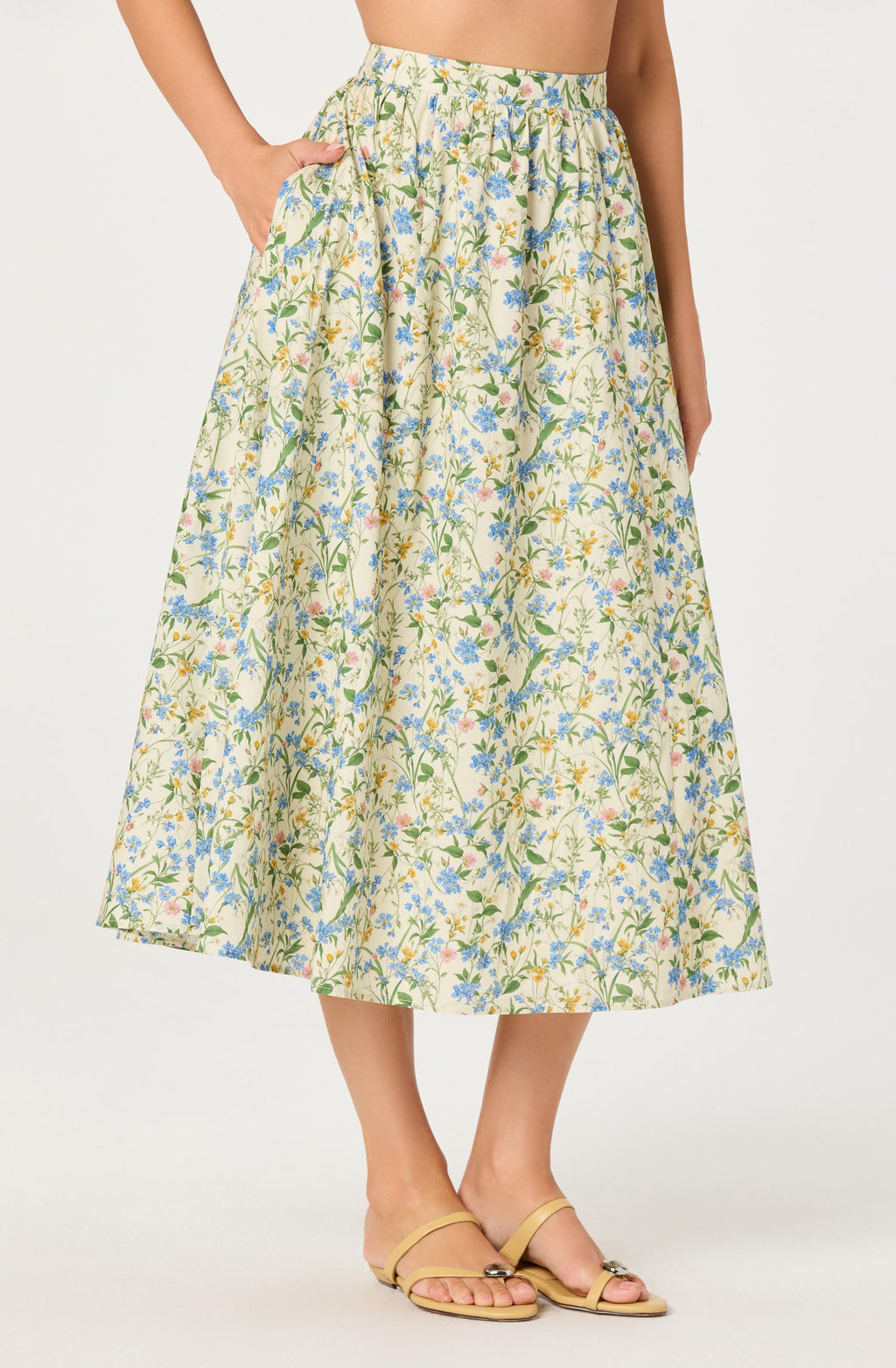 Wylda Floral Gathered A-Line Midi Skirt