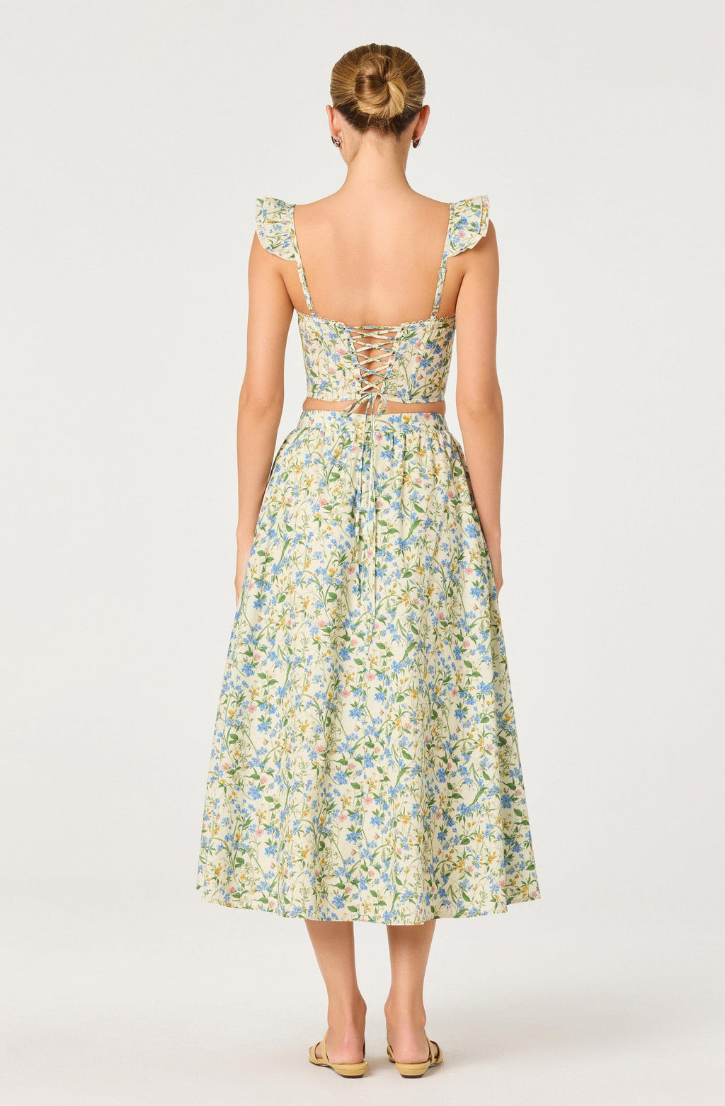 Wylda Floral Gathered A-Line Midi Skirt