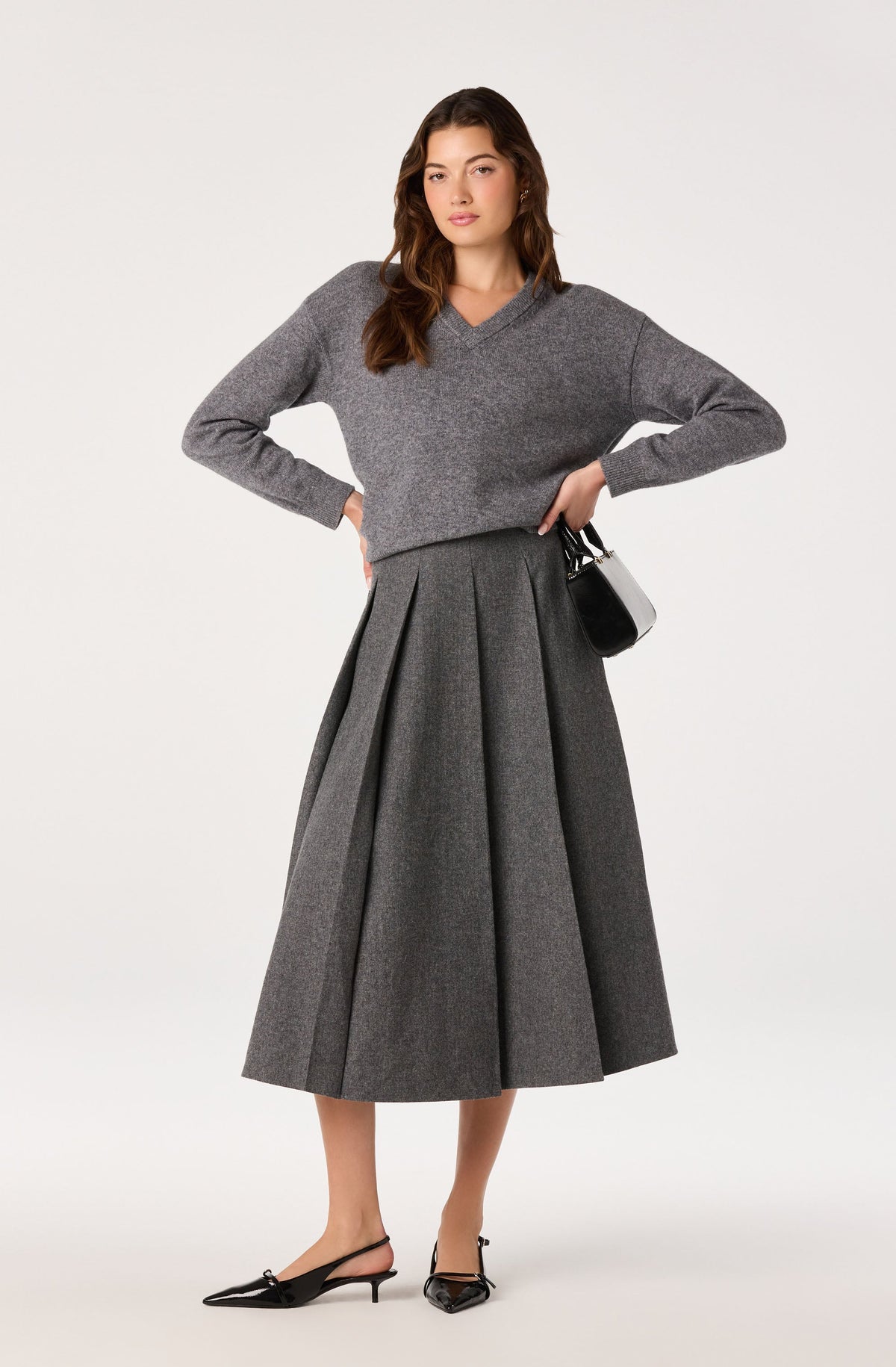 Kelsie Pleated Midi Skirt