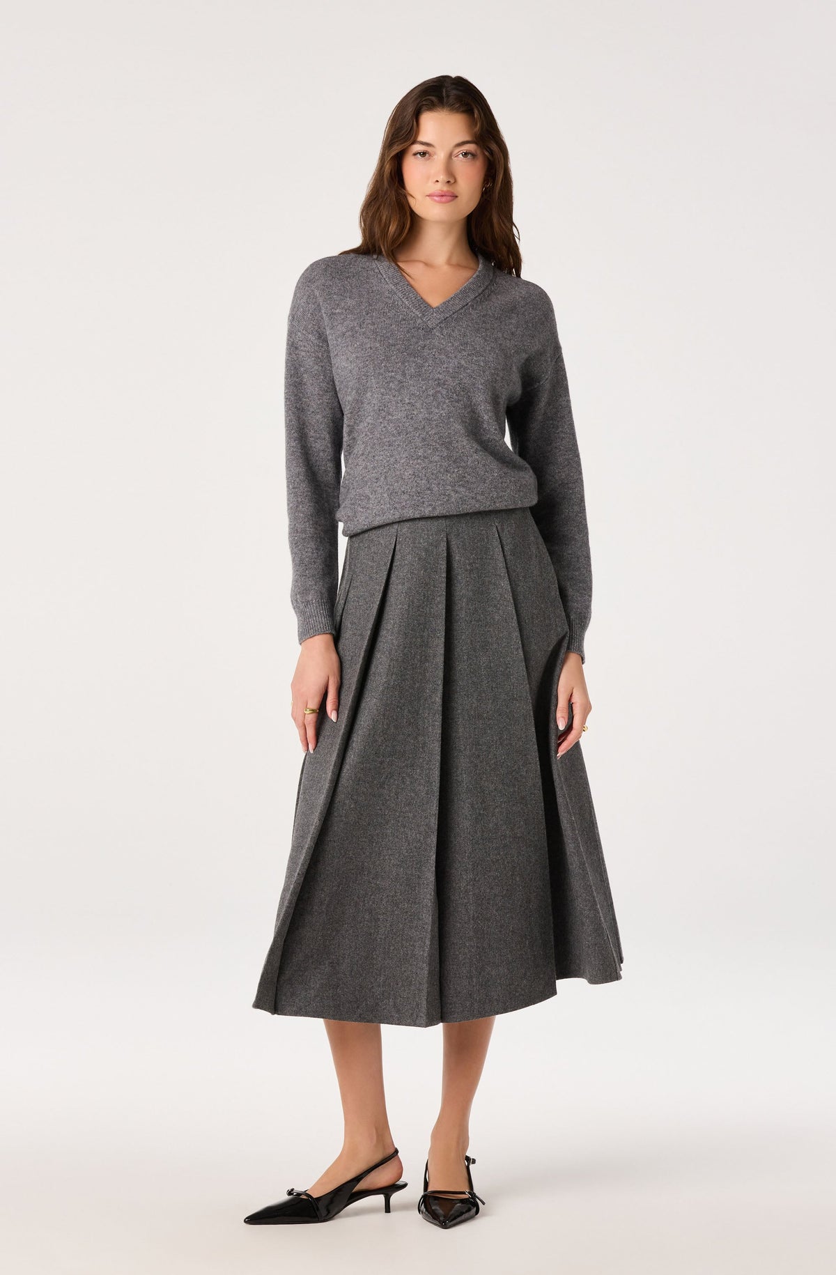 Kelsie Pleated Midi Skirt