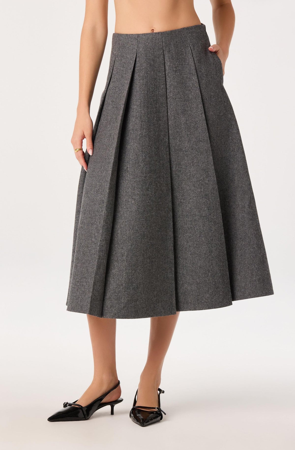 Kelsie Pleated Midi Skirt