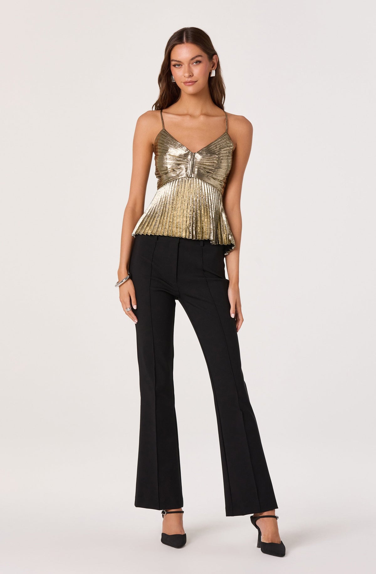 Blythe Metallic Plisse Top