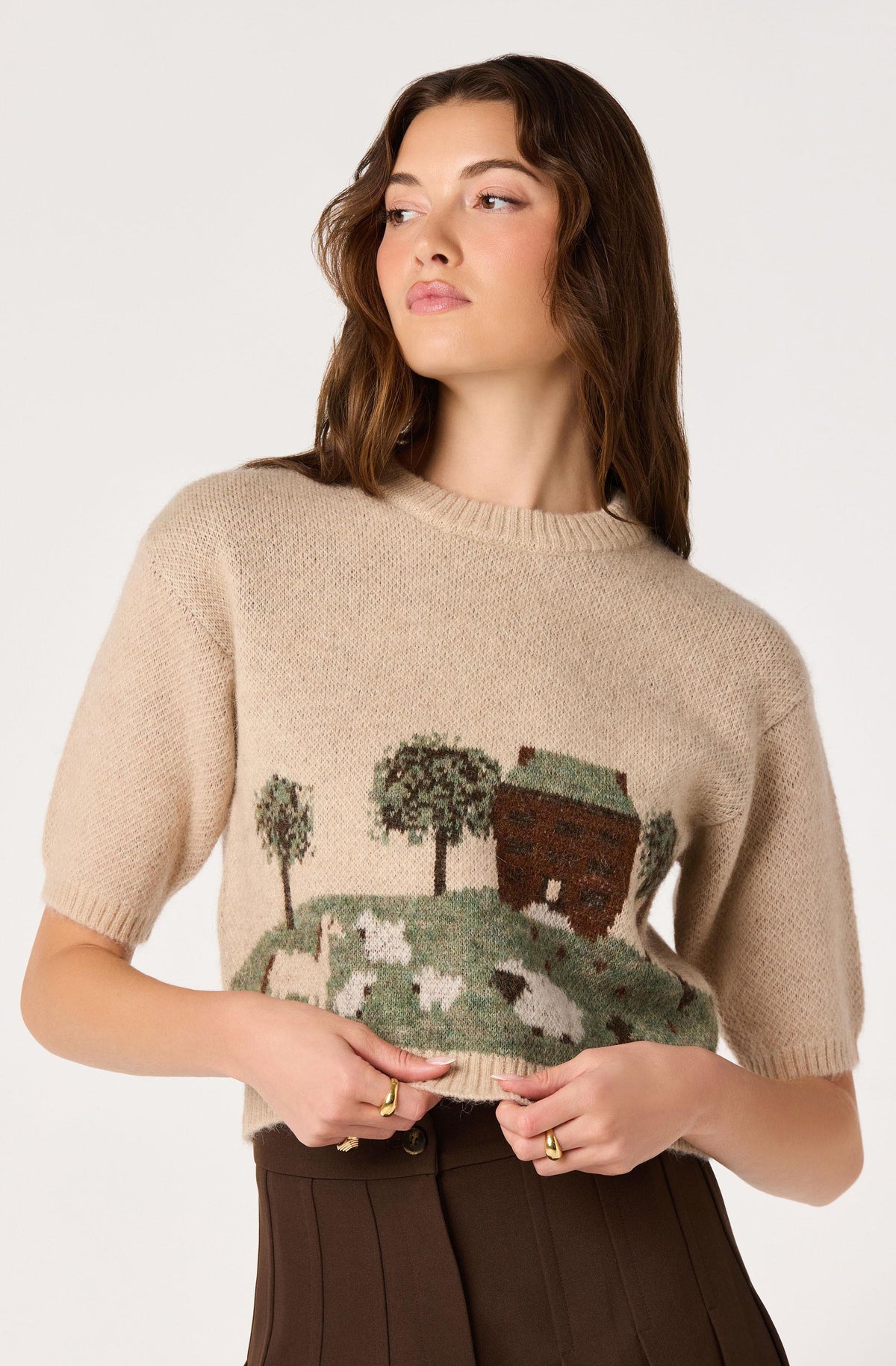 Colette Intarsia Short Sleeve Sweater
